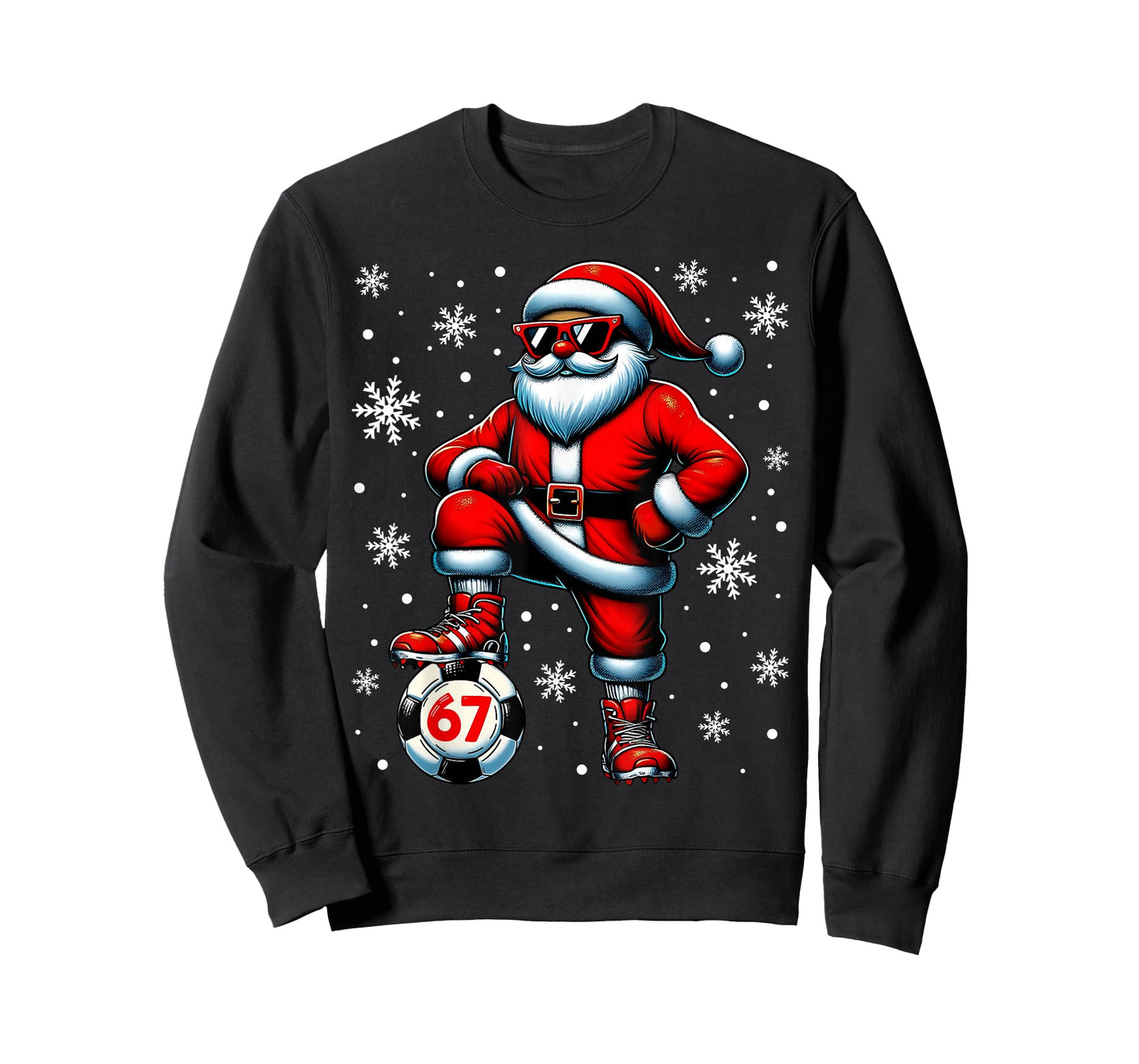 Funny Christmas Soccer Cool Santa Claus 6 7 Meme Teens T-Shirt