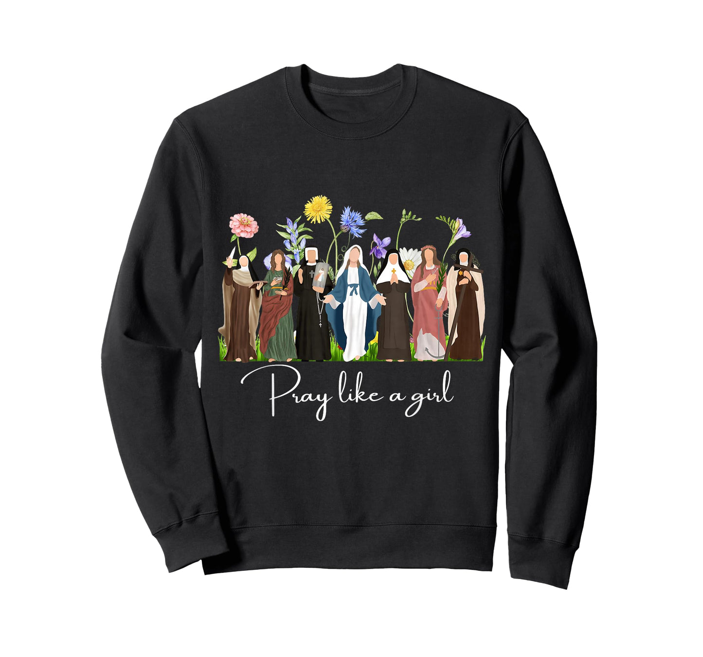 Pray Like A Girl Saints Christian Religious Catholic Women T-Shirt