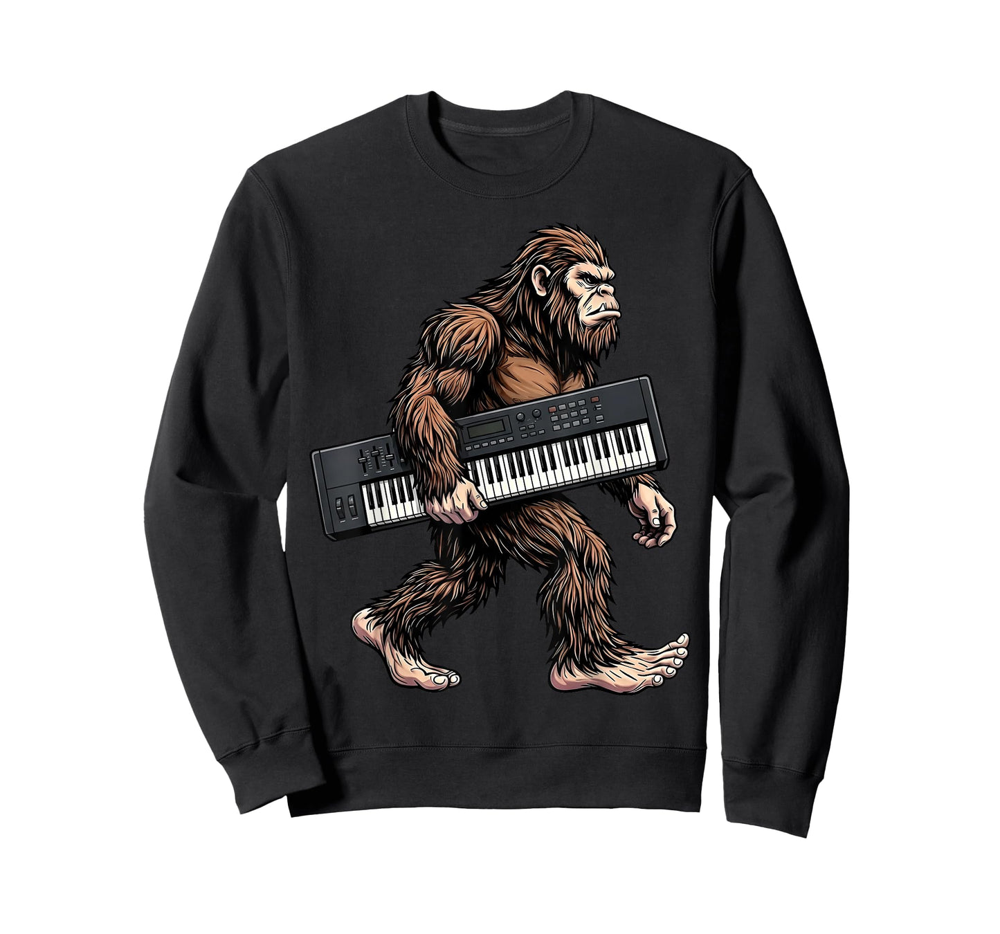 Funny Bigfoot Carrying Keyboard Sasquatch Synth Musician T-Shirt