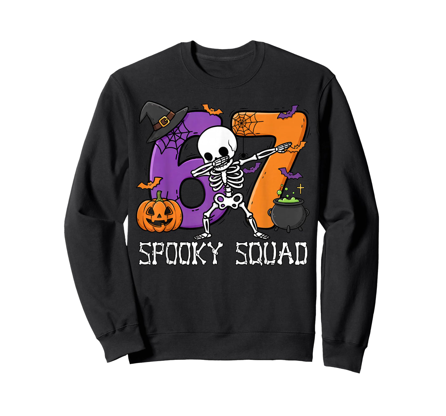 Halloween Meme 6 7 Six Seven Dabbing Skeleton 67 Boy Men T-Shirt