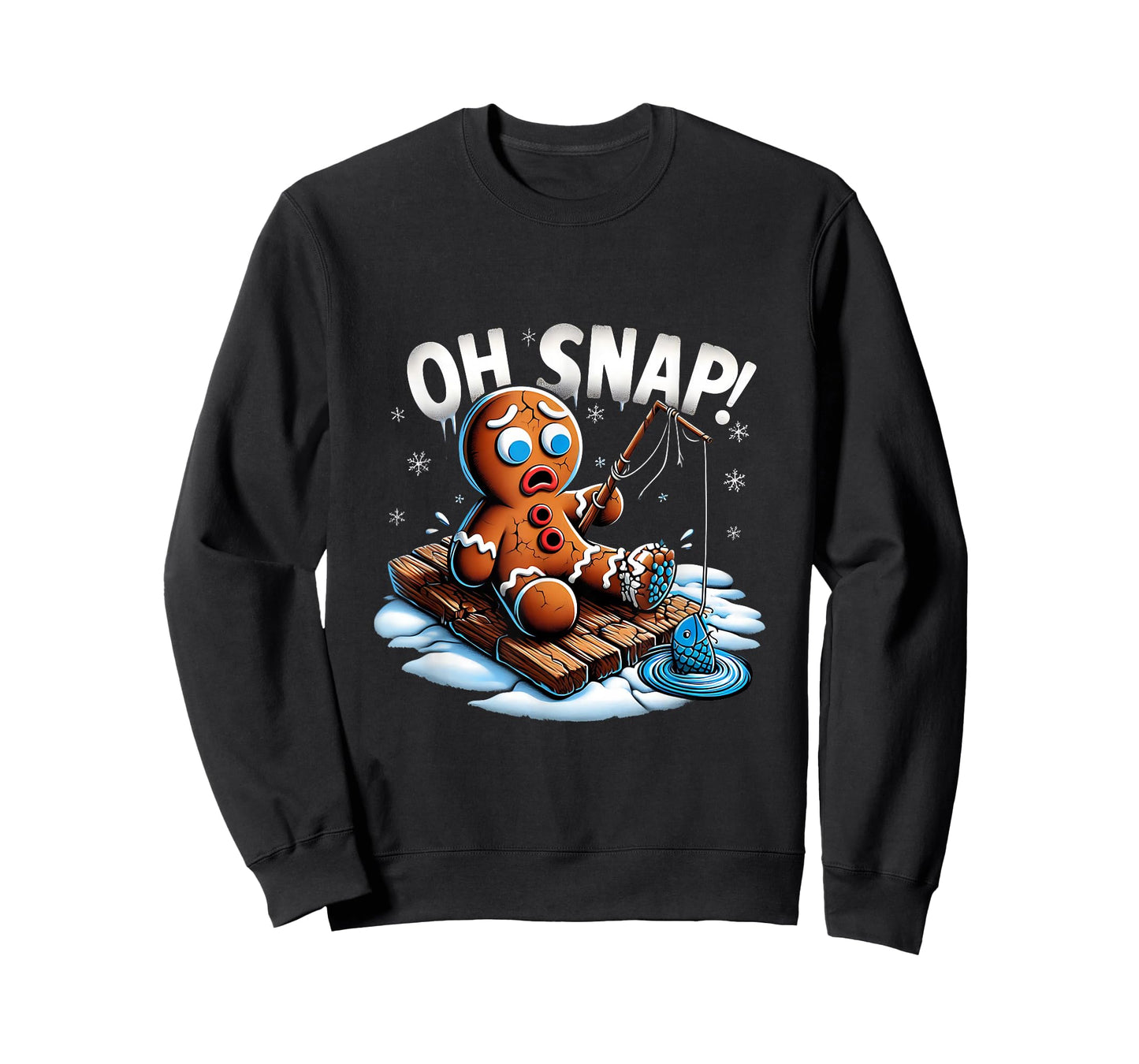 Oh Snap Gingerbread Man Fishing Christmas Fisher Men T-Shirt