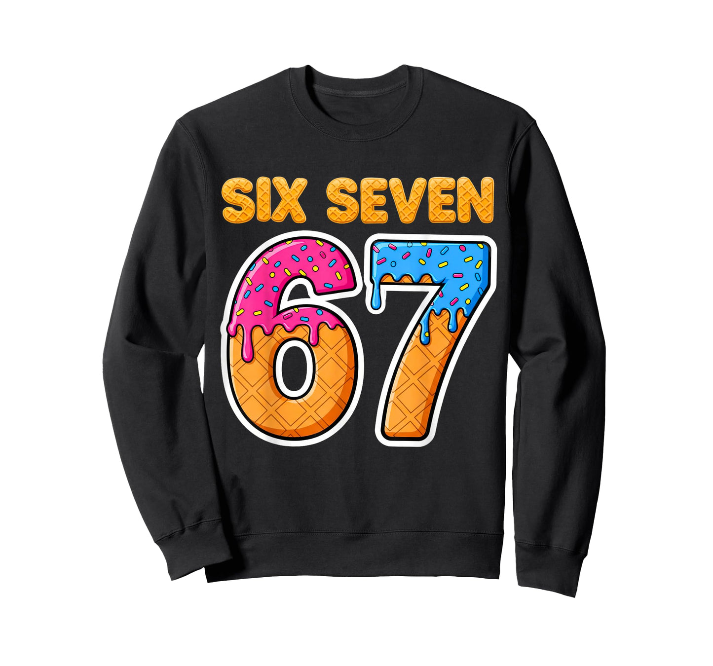 Six Seven Ice Cream Drip Gen Alpha Slang Funny 6 7 Meme T-Shirt