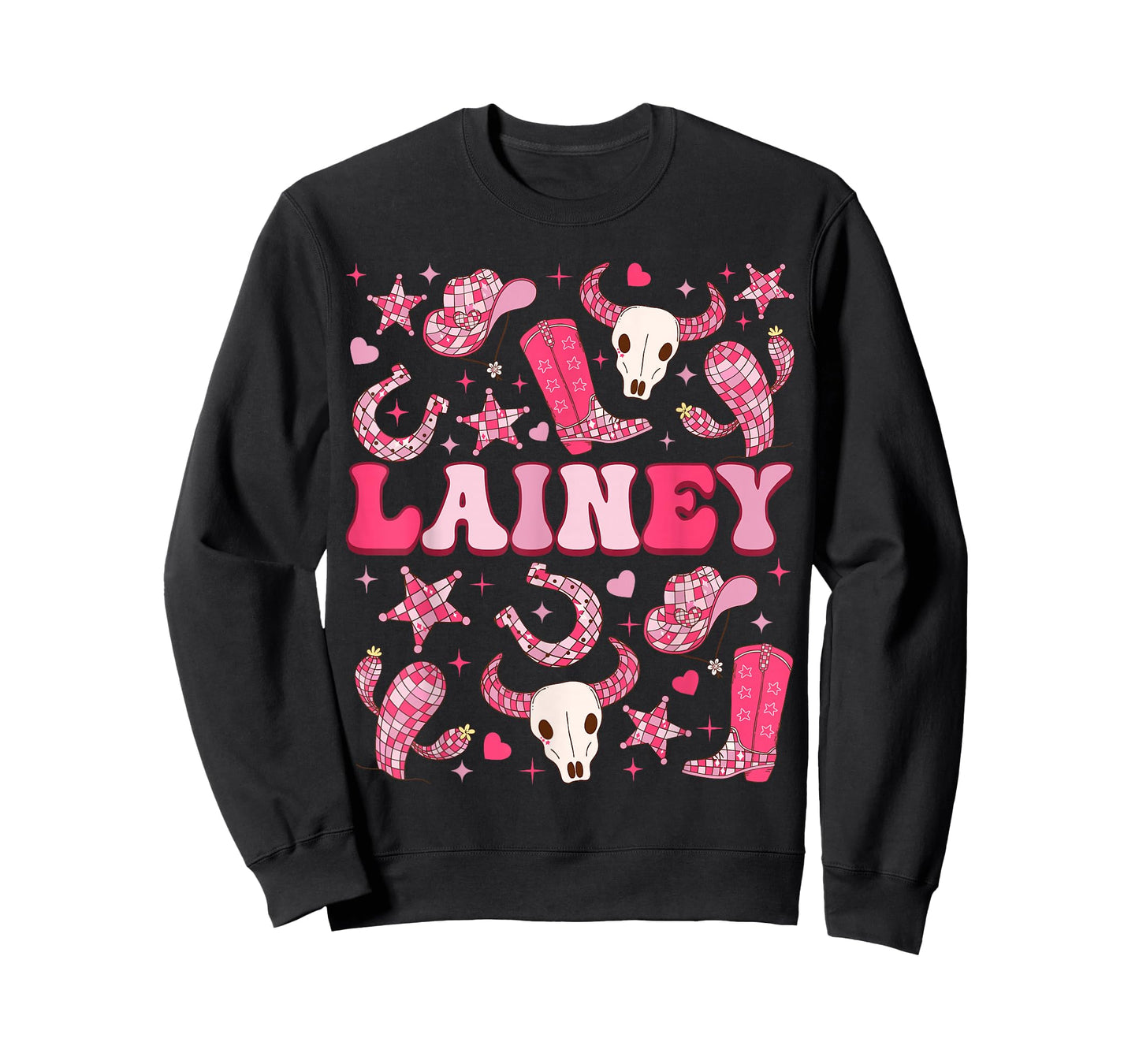 Girl Retro Lainey Groovy Cowgirl First Name Personalized 80s T-Shirt