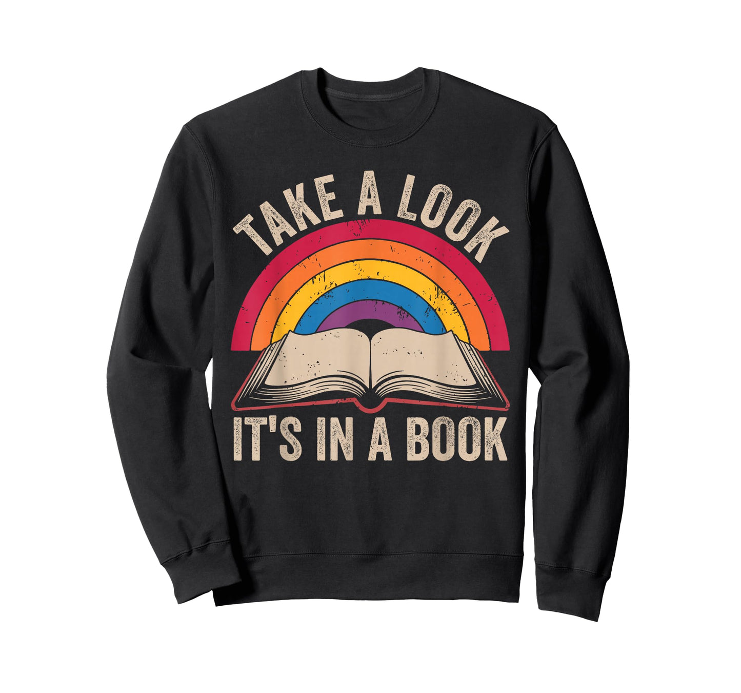 Retro Vintage Rainbow Take a Look It’s in a Book Reading T-Shirt