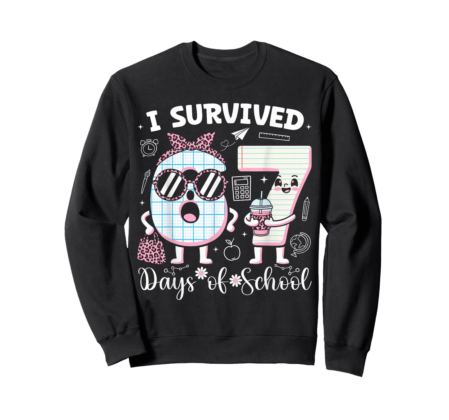 I Survived 67 Days of School Teacher Student Leopard Coffee T-Shirt