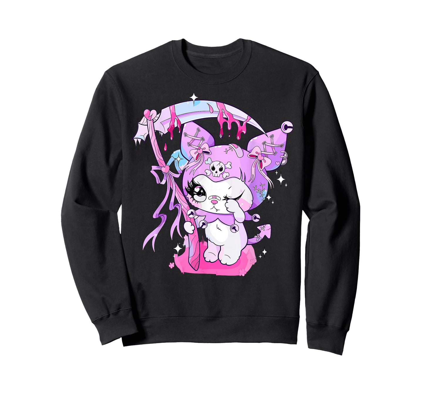 Creepy Cute Grim Kitty Reaper Kawaii Pastel Goth Cat T-Shirt