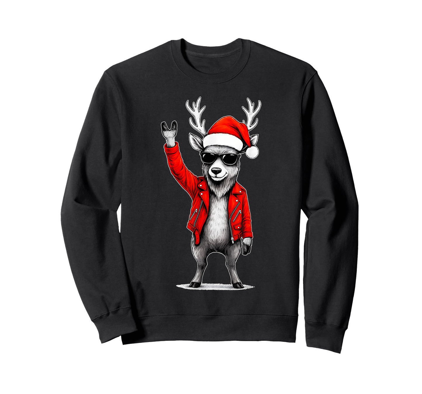 Reindeer Rock Music Gift Men Kids Women Funny Christmas T-Shirt