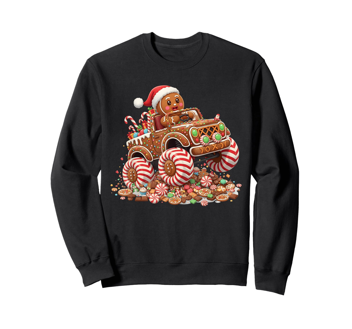 Funny Monster Truck Gingerbread Xmas Baking Men Women Kids T-Shirt