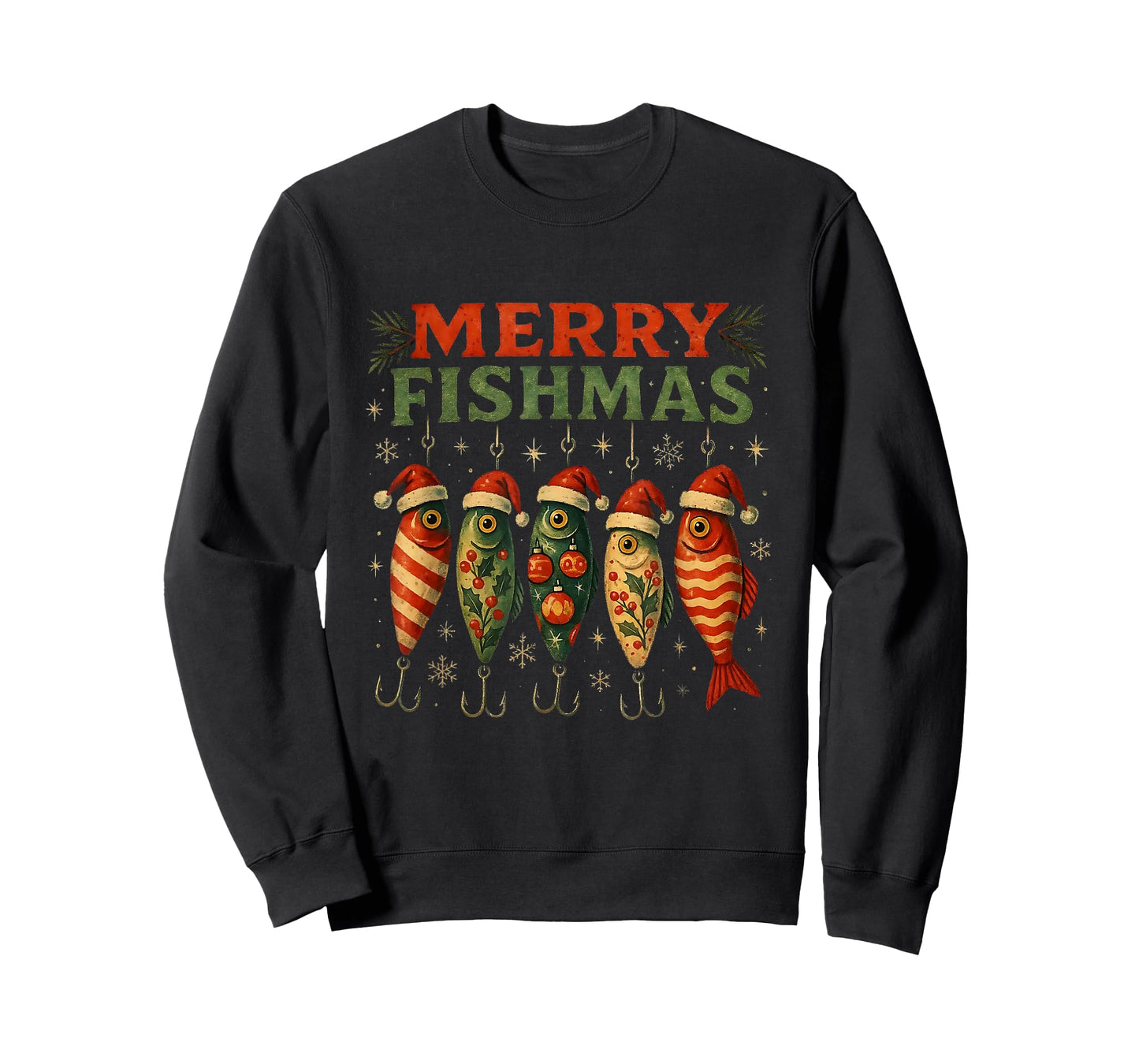 Merry Fishmas Funny Fishing Christmas Design T-Shirt