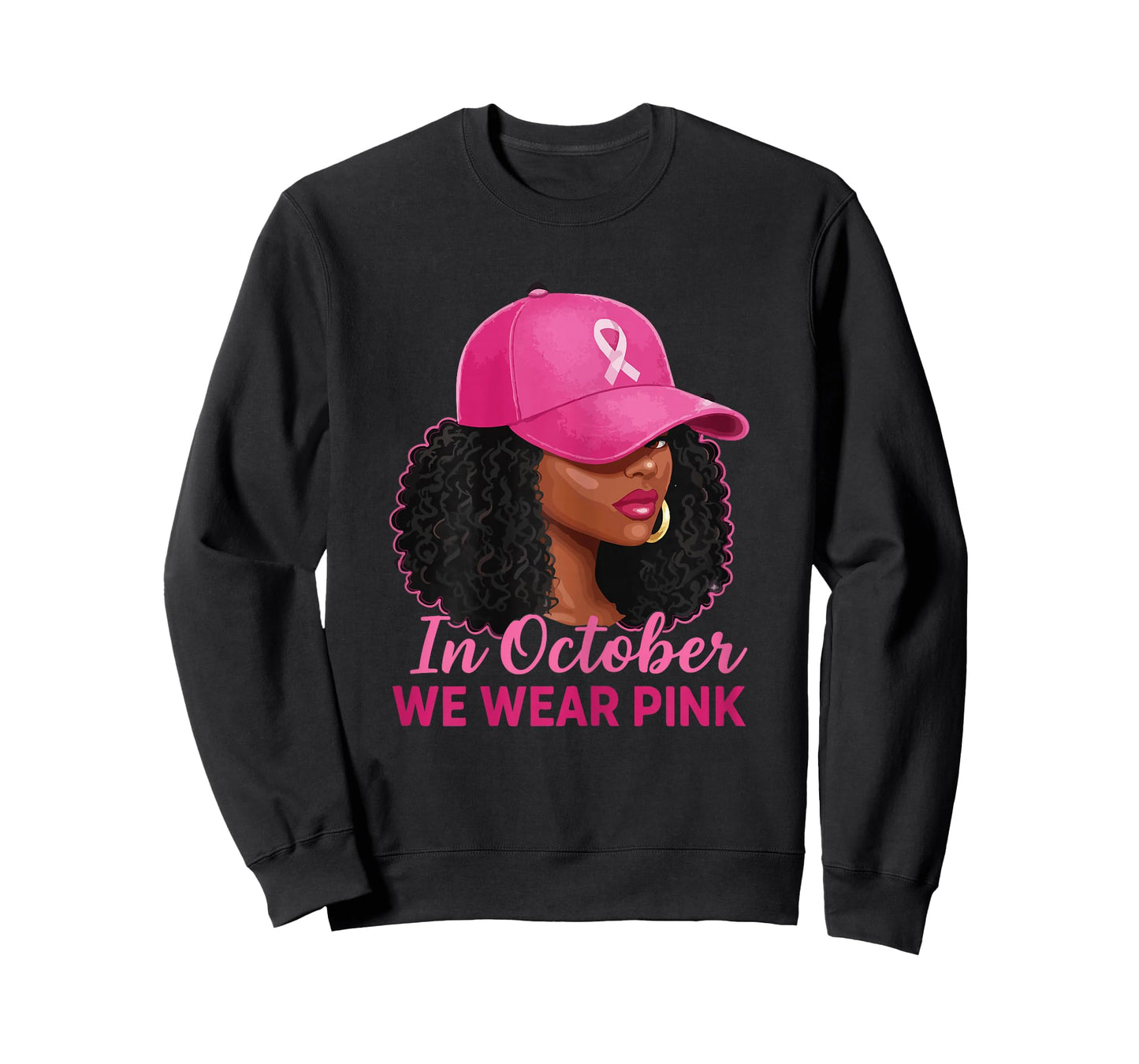 in October We Wear Pink Black Women Breast Cancer Awareness T-Shirt
