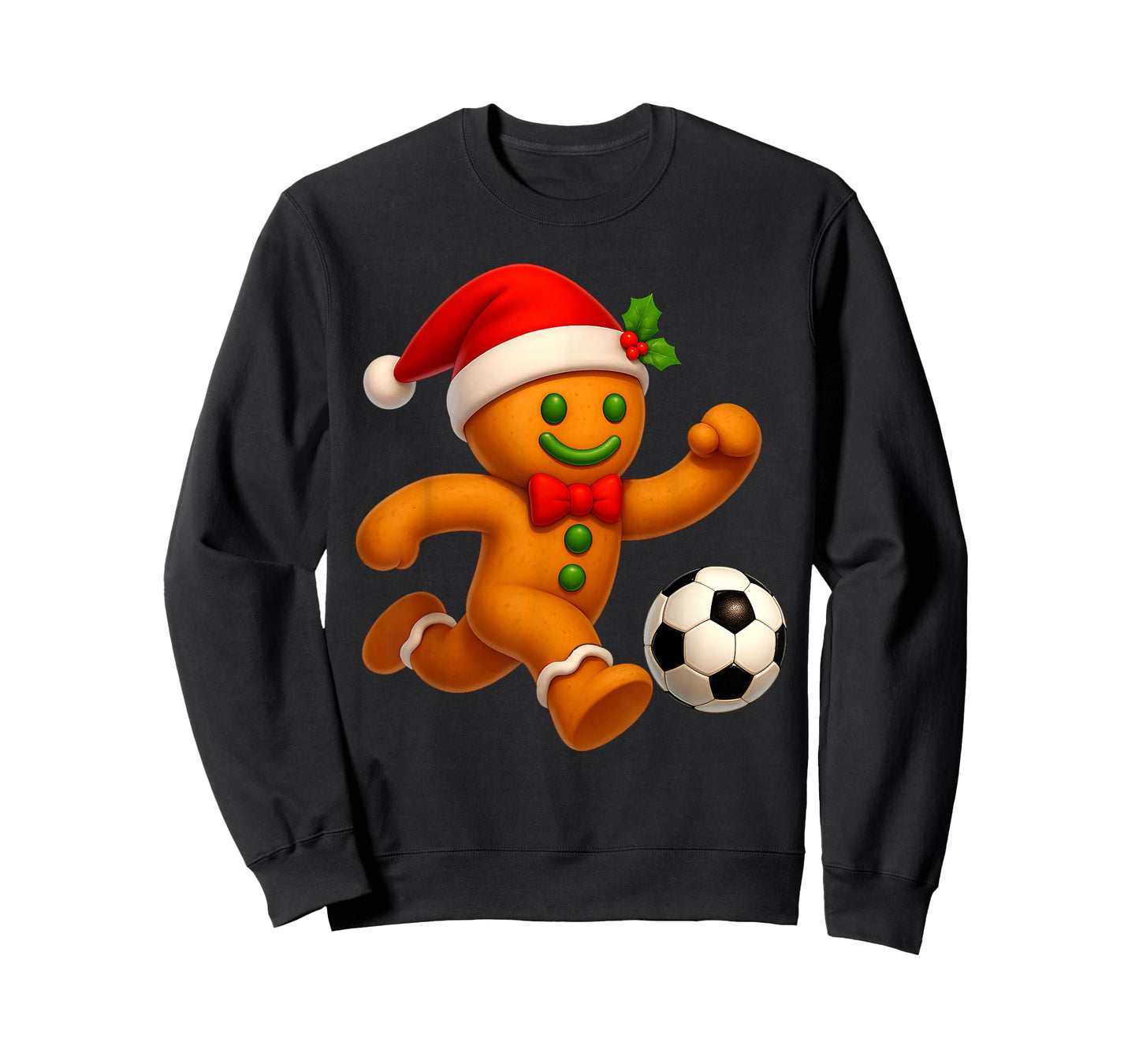 Gingerbread Cookie Playing Soccer Merry Christmas Boys Men T-Shirt