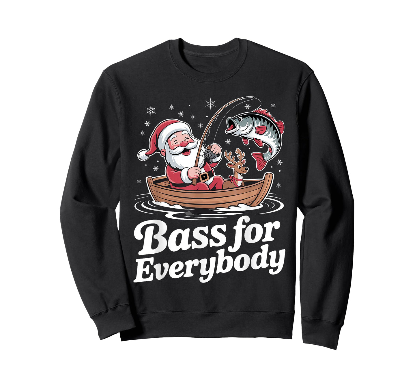 Christmas Santa Bass for Everybody Fishing Holiday Fisherman T-Shirt