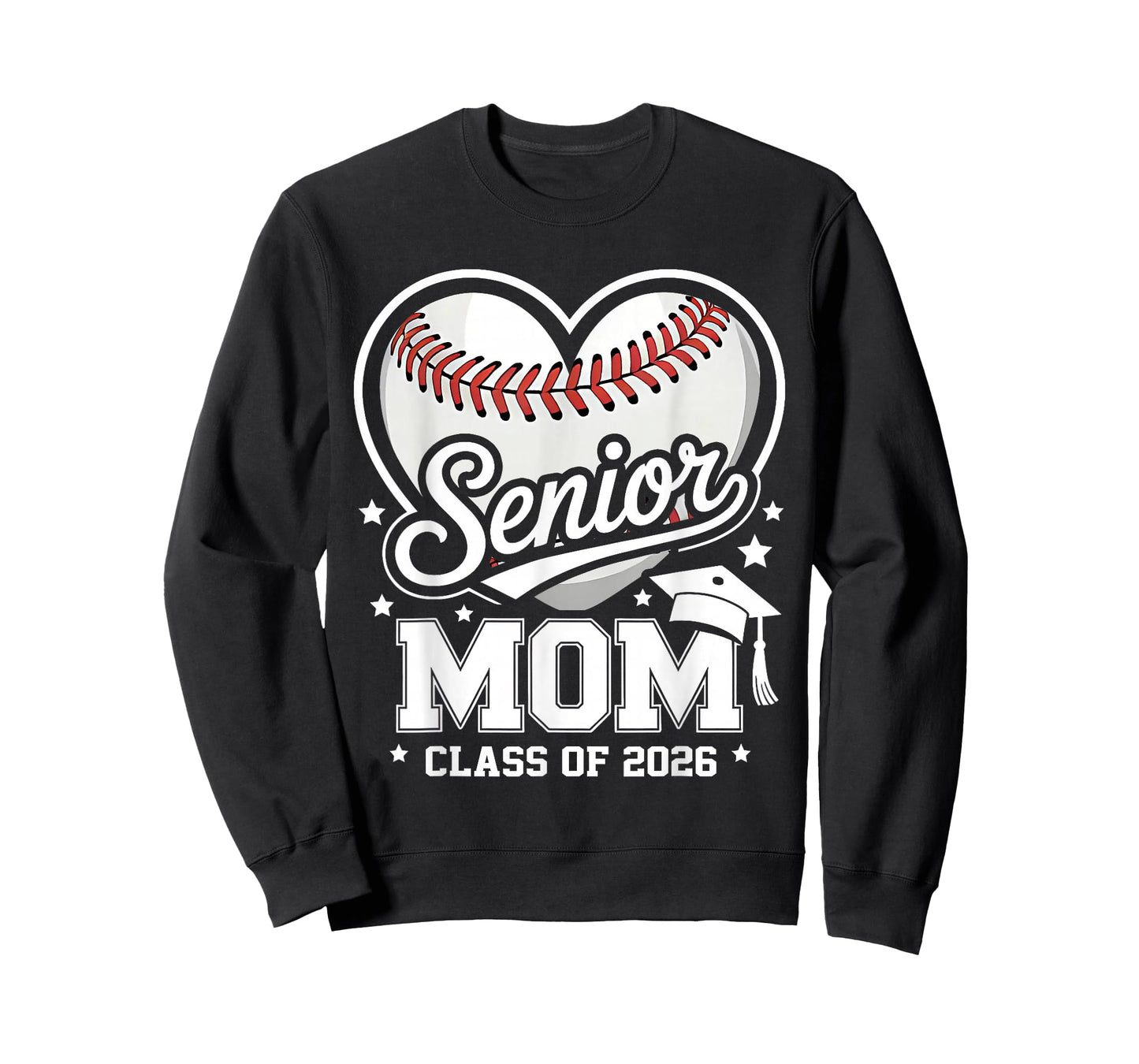 Proud Senior Mom Class of 2026 Baseball Graduation Heart Mom T-Shirt