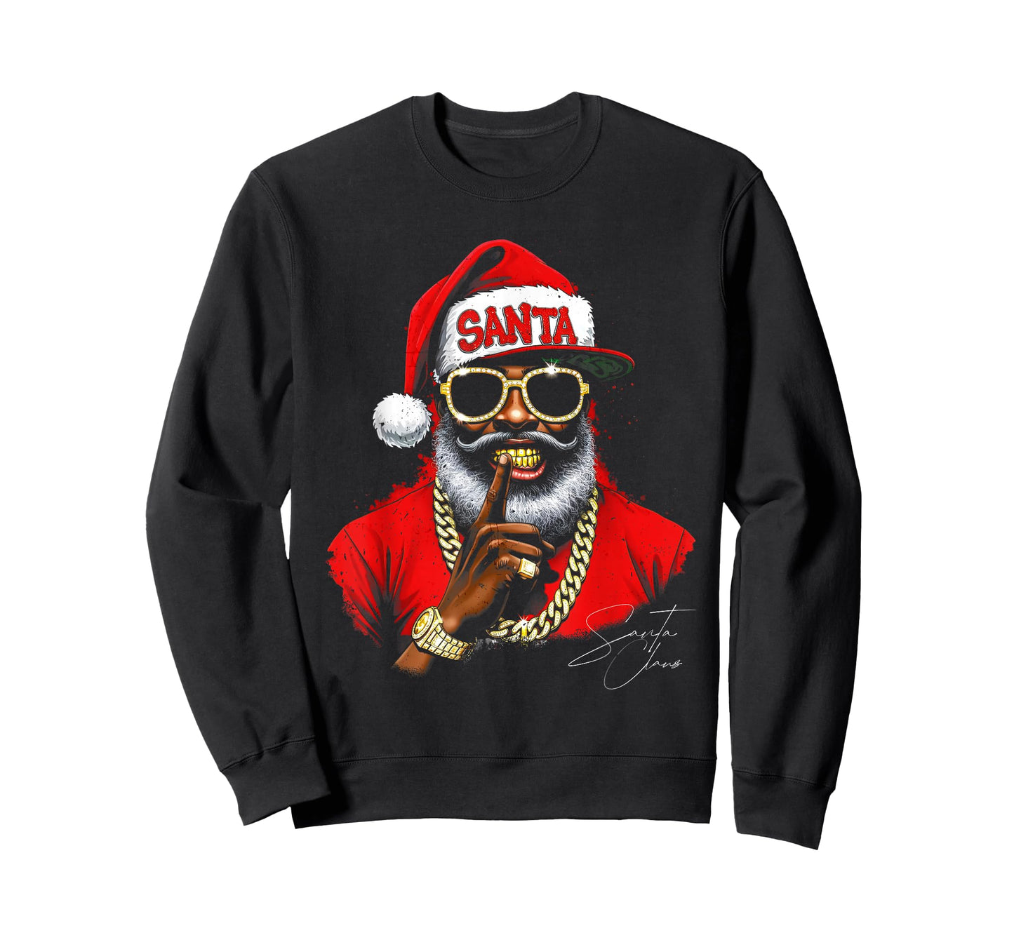 Funny African American Santa Christmas Graphic for Men T-Shirt