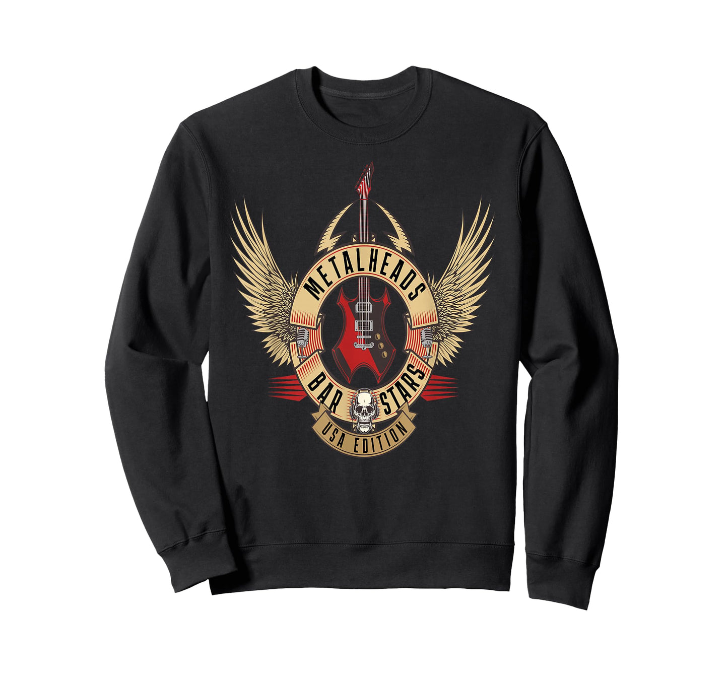 Metalheads Bar Stars Skull Wings USA Rock Emblem T-Shirt
