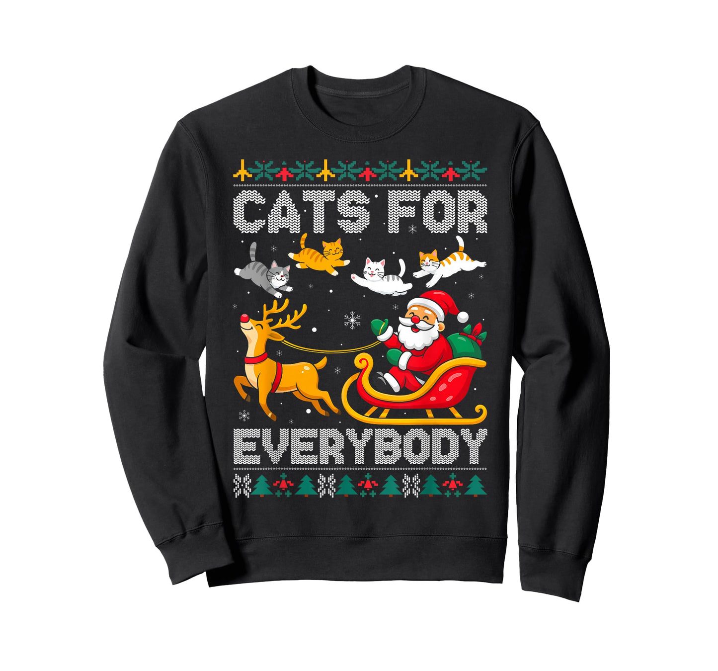 Cats for Everybody Christmas Cat Funny Xmas Women Santa Kids T-Shirt