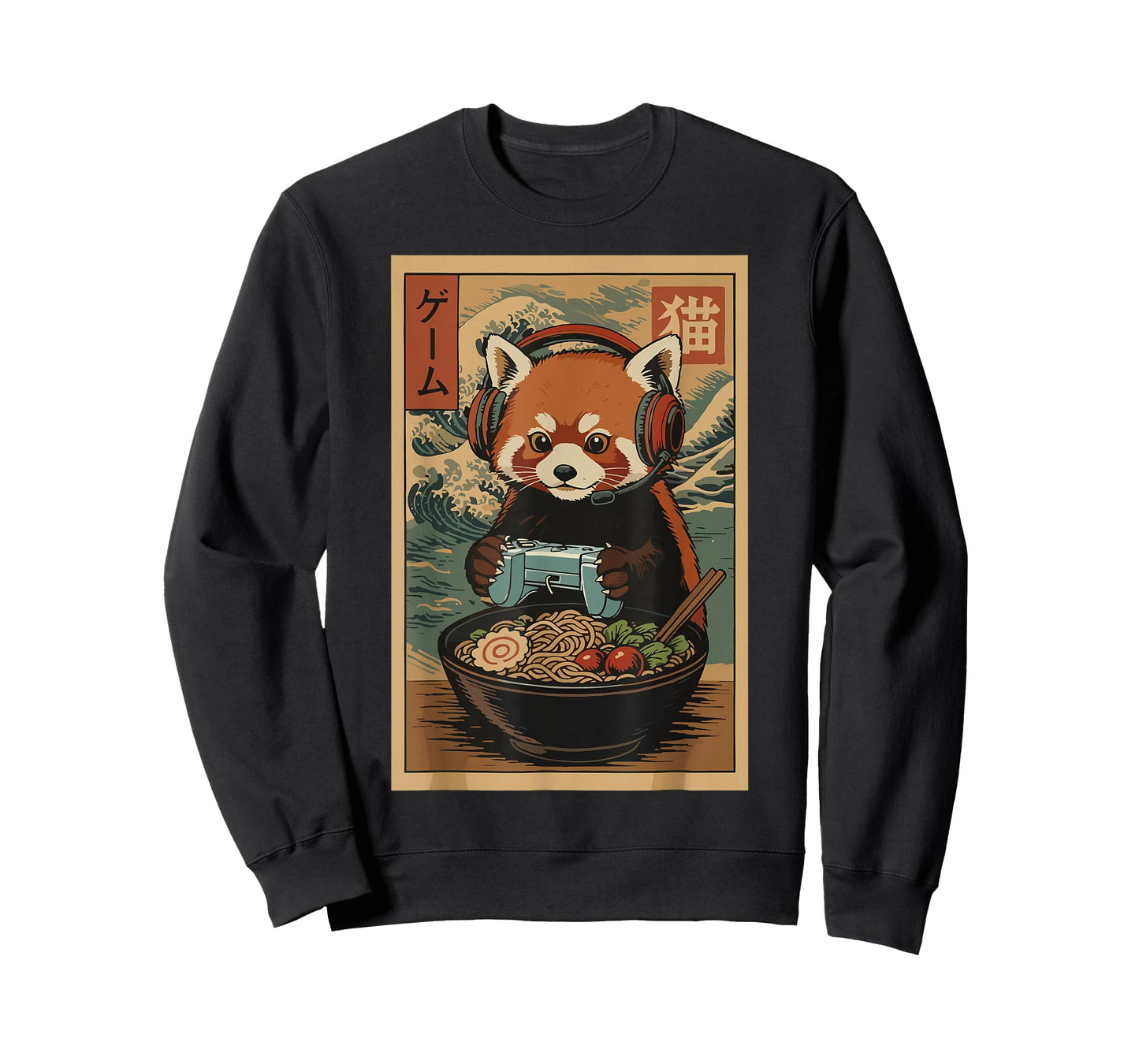 Kawaii Japanese Ramen Red Panda Retro Gaming Shirts for Men T-Shirt