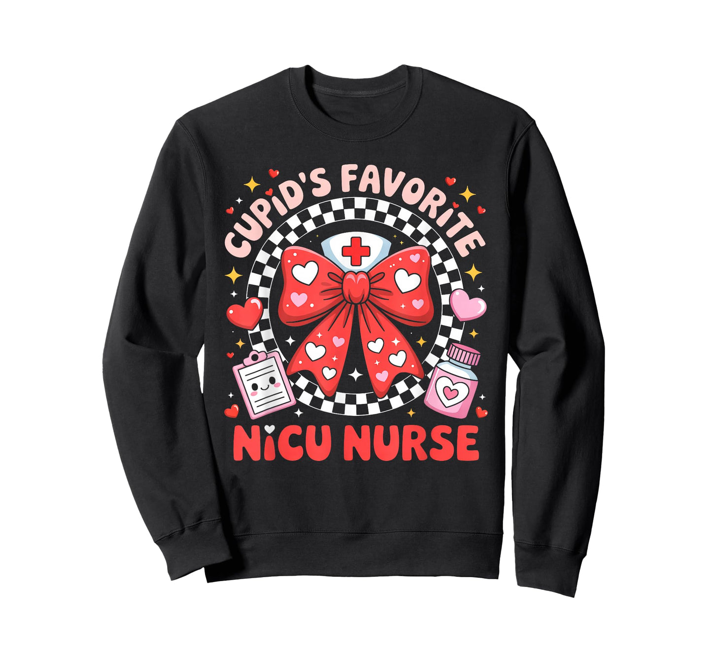 Cupids Favorite NICU Nurse Valentine Coquette Bow Girl Women T-Shirt