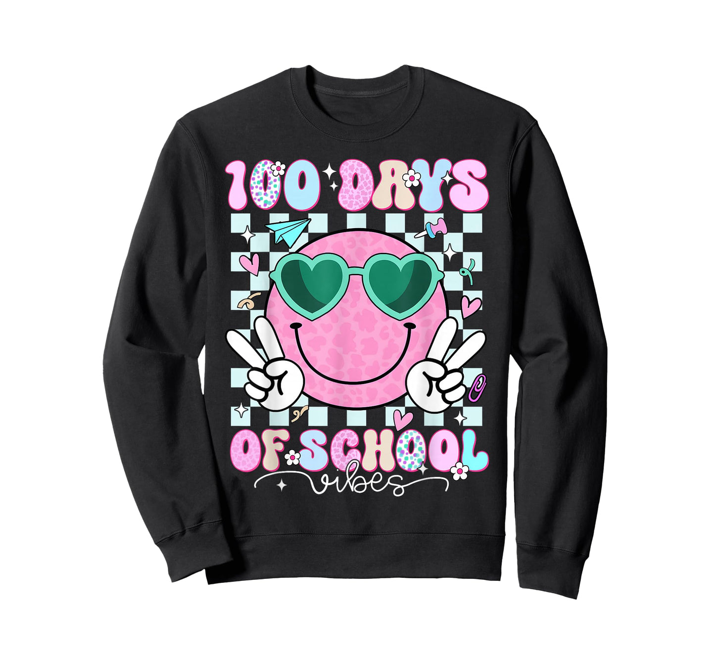 100th Day of School Vibes Cute Smile Face 100 Days of School T-Shirt