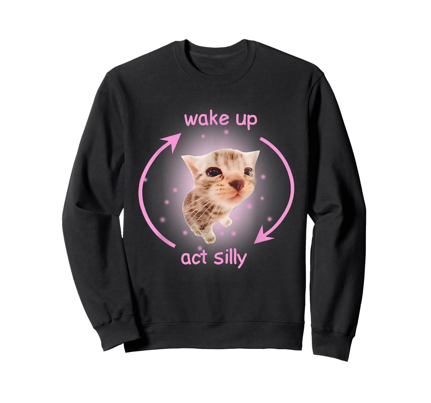 Funny Cat Meme Wake Up Act Silly Cats Hilarious Brainrot T-Shirt