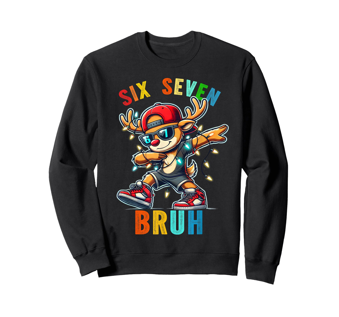 Meme 6 7 Reindeer Dabbing Six Seven Bruh for Men Women Kids T-Shirt