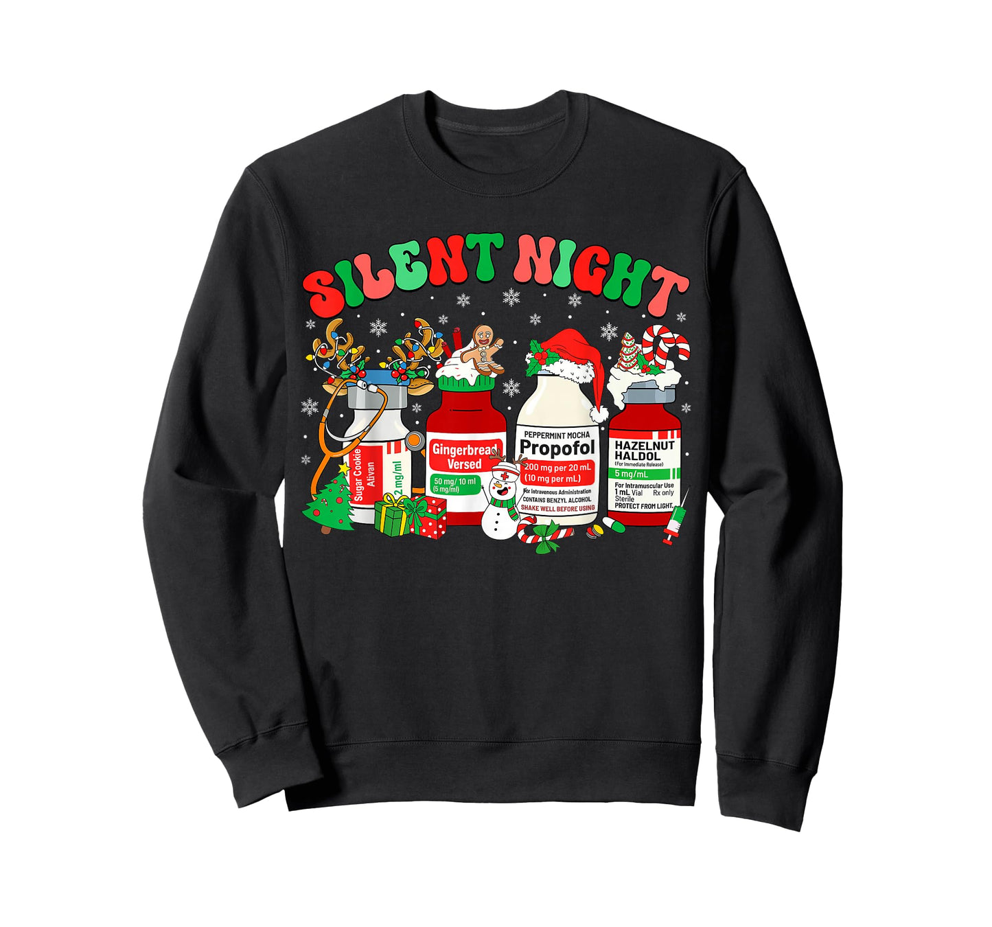 Retro Propofol Silent Night ER ED RN ICU Nurses Christmas T-Shirt