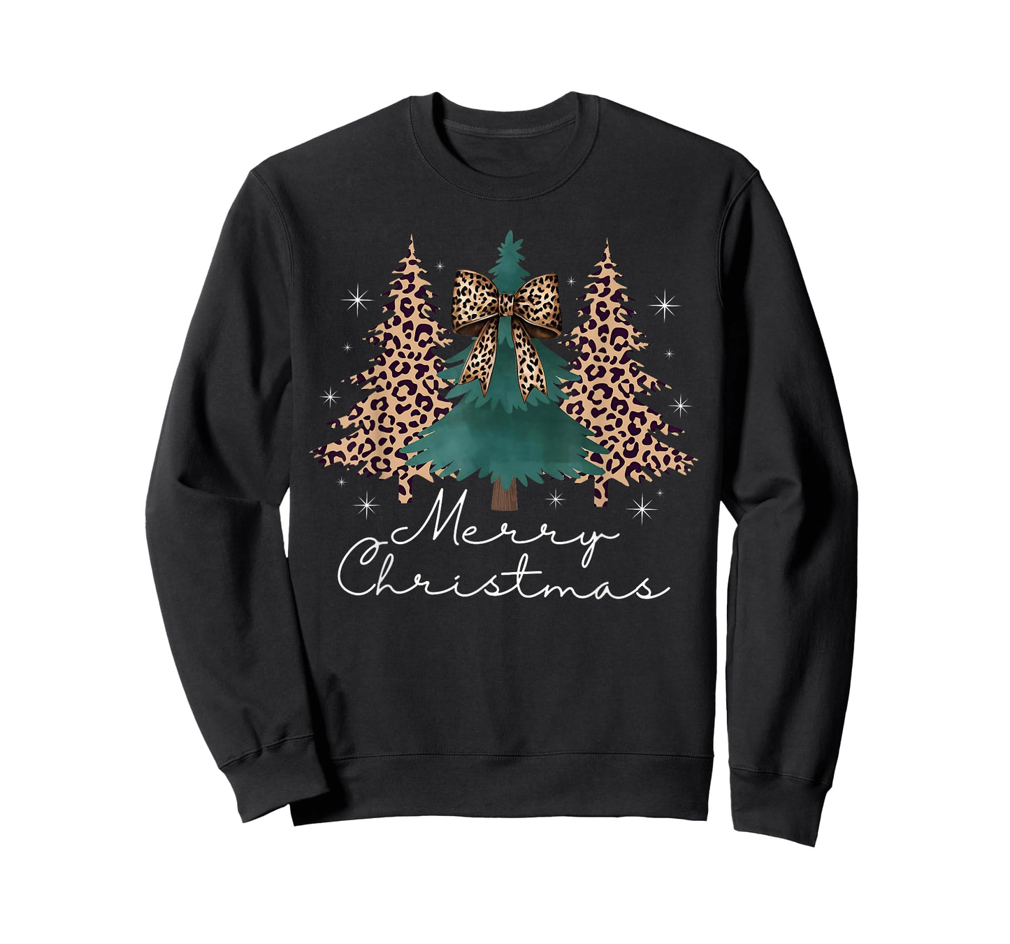 Christmas Trees Leopard Coquette Bow Xmas Pajamas Holiday T-Shirt