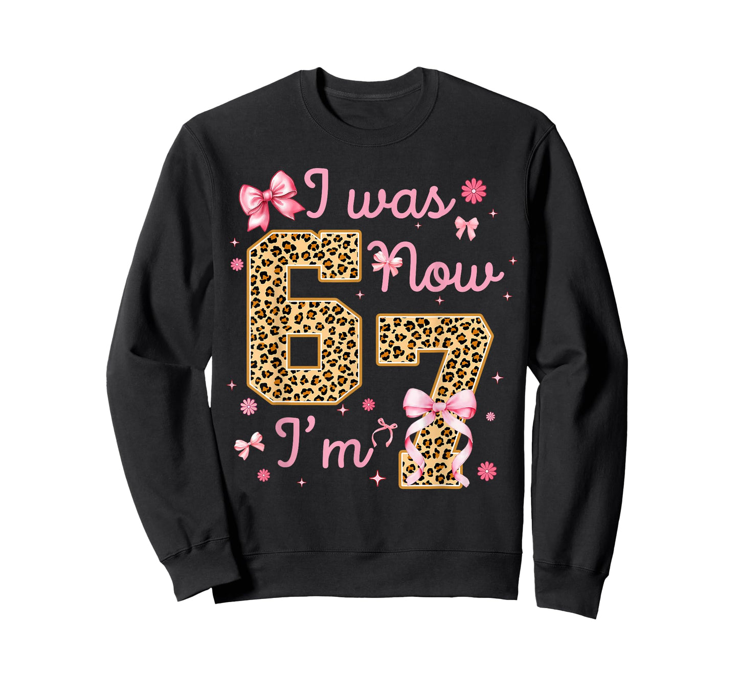 Kids I was 6 Now I'm 7 Leopard Coquette Bow Birthday Girl T-Shirt