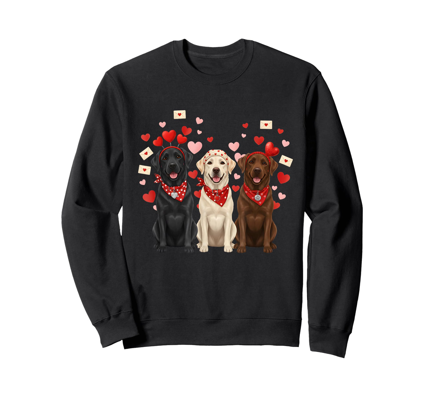Three Labrador Retriever Valentines Dog Lover Heart T-Shirt