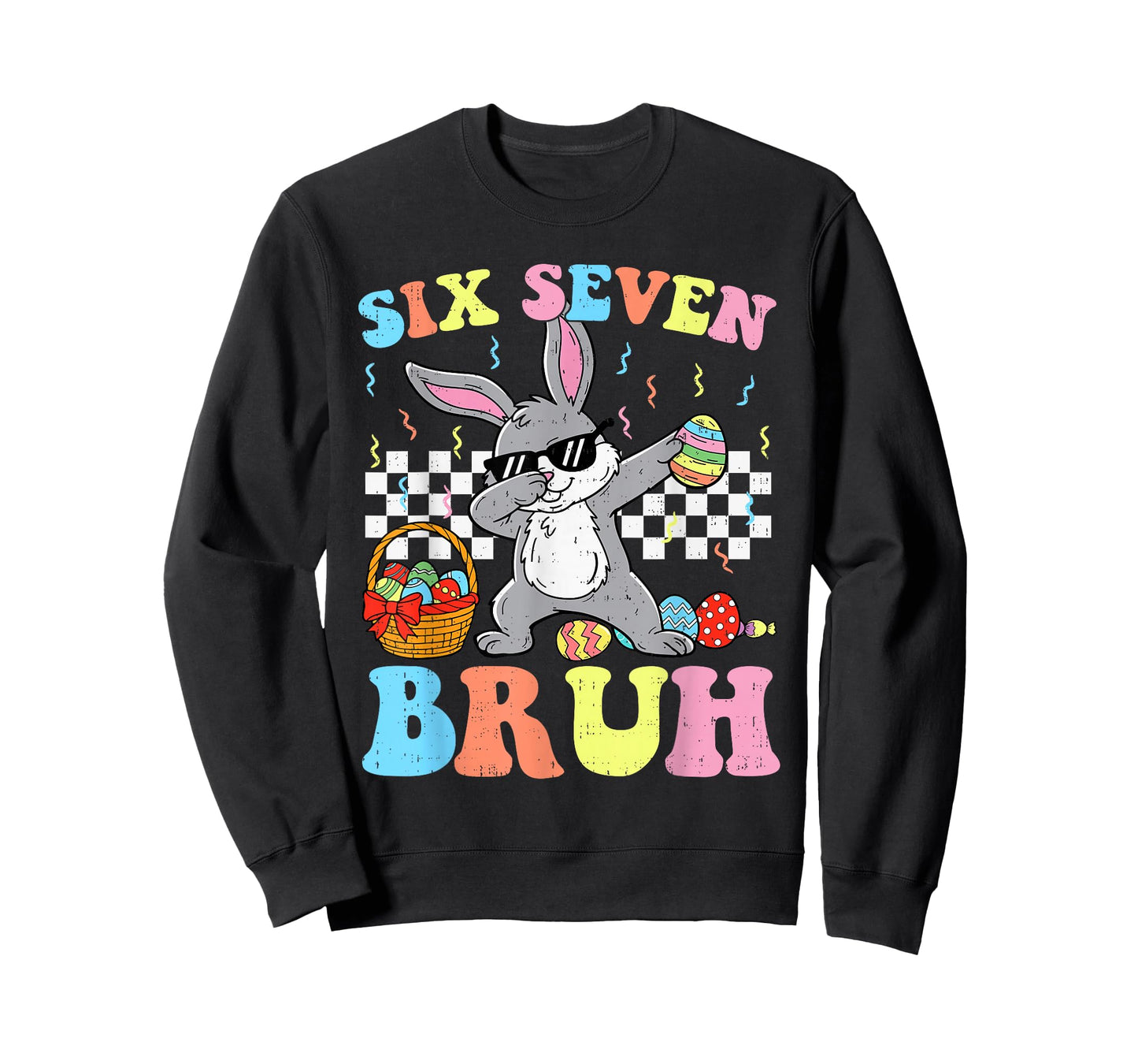 Six Seven Bruh Easter Day Boys Kids Dabbing Bunny 67 Meme T-Shirt
