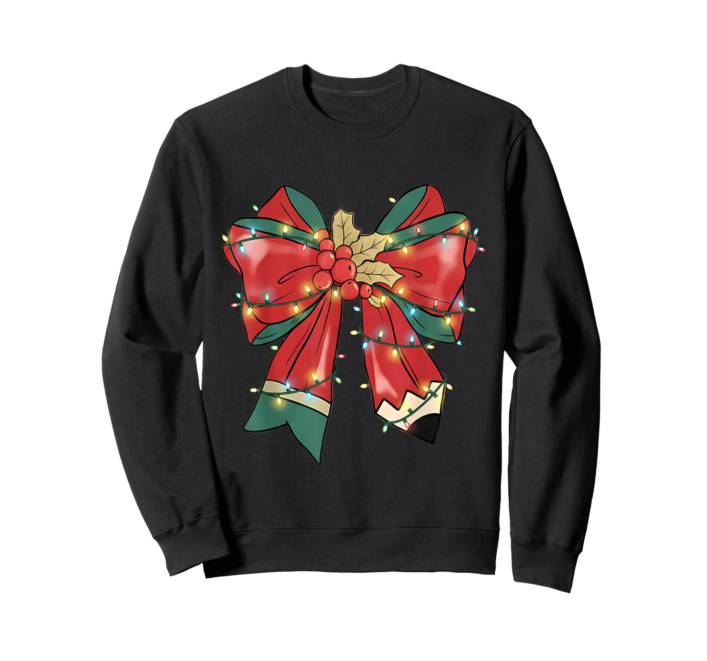 Teacher Christmas Bow Coquette Pencil Xmas Men Women Kids T-Shirt