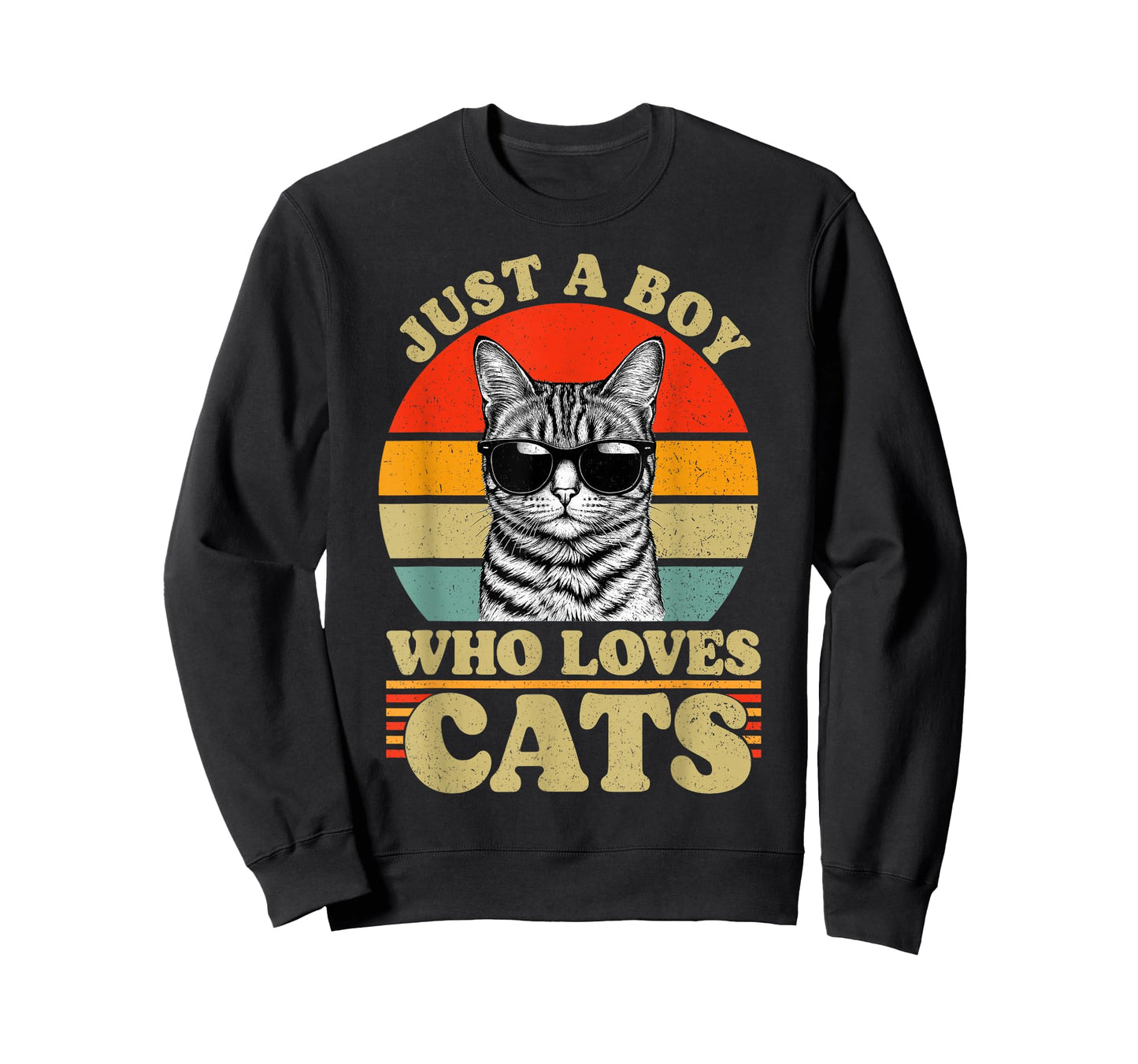 Just A Boy Who Loves Cats Vintage for Mens Kids Boys T-Shirt
