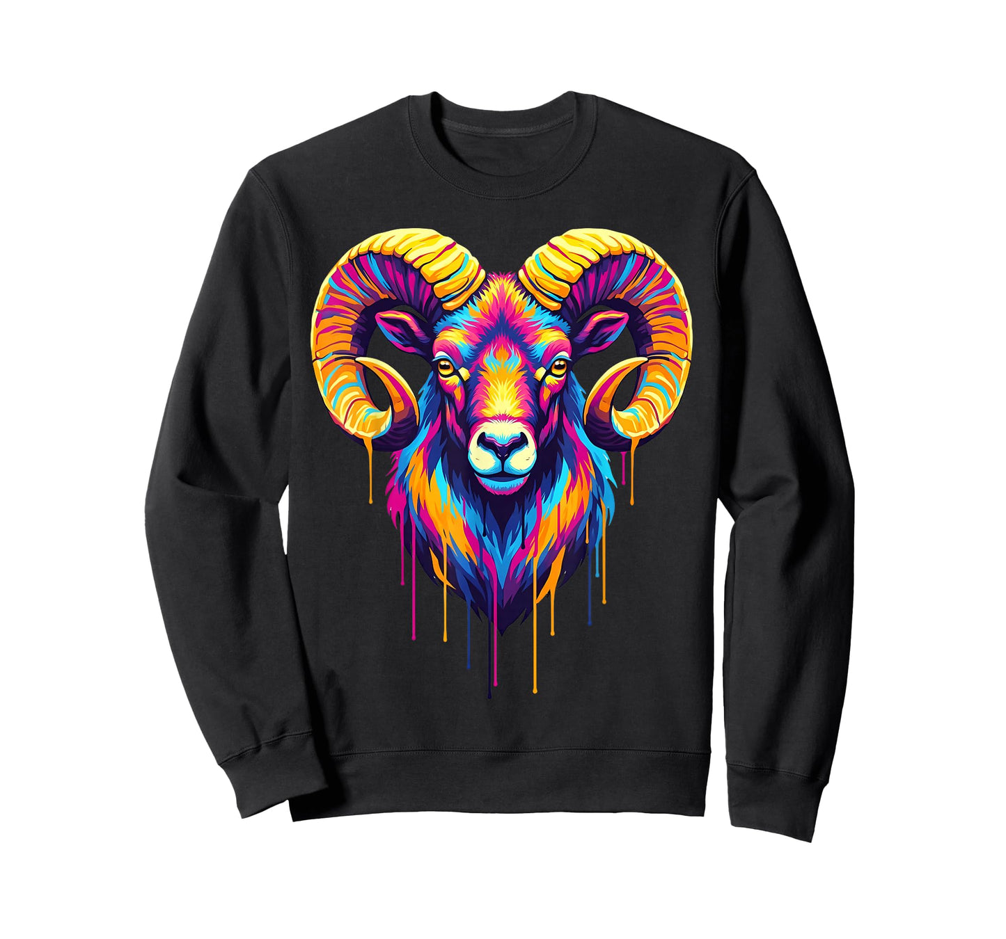 Colourful Cool Ram Head in Vivid Shades Artistic Designed T-Shirt