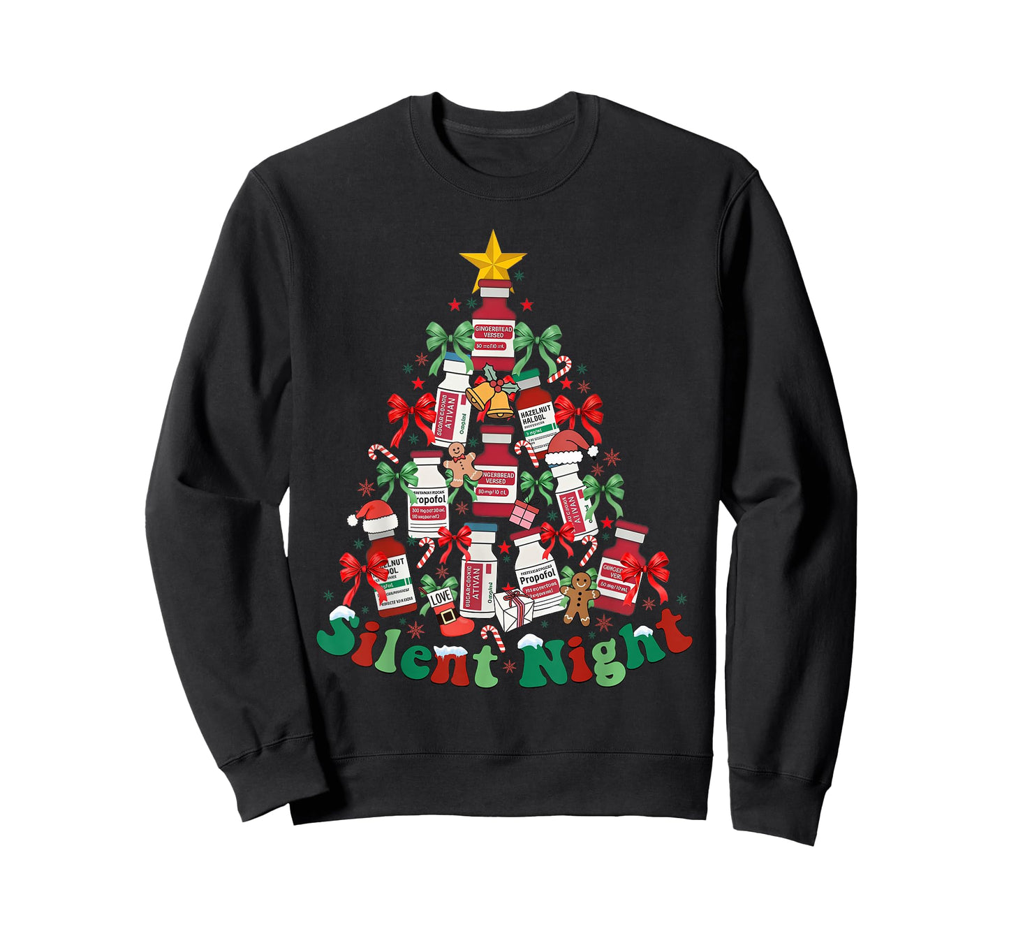 Silent Nights ICU Nurse Medical Christmas Holiday Nursing T-Shirt