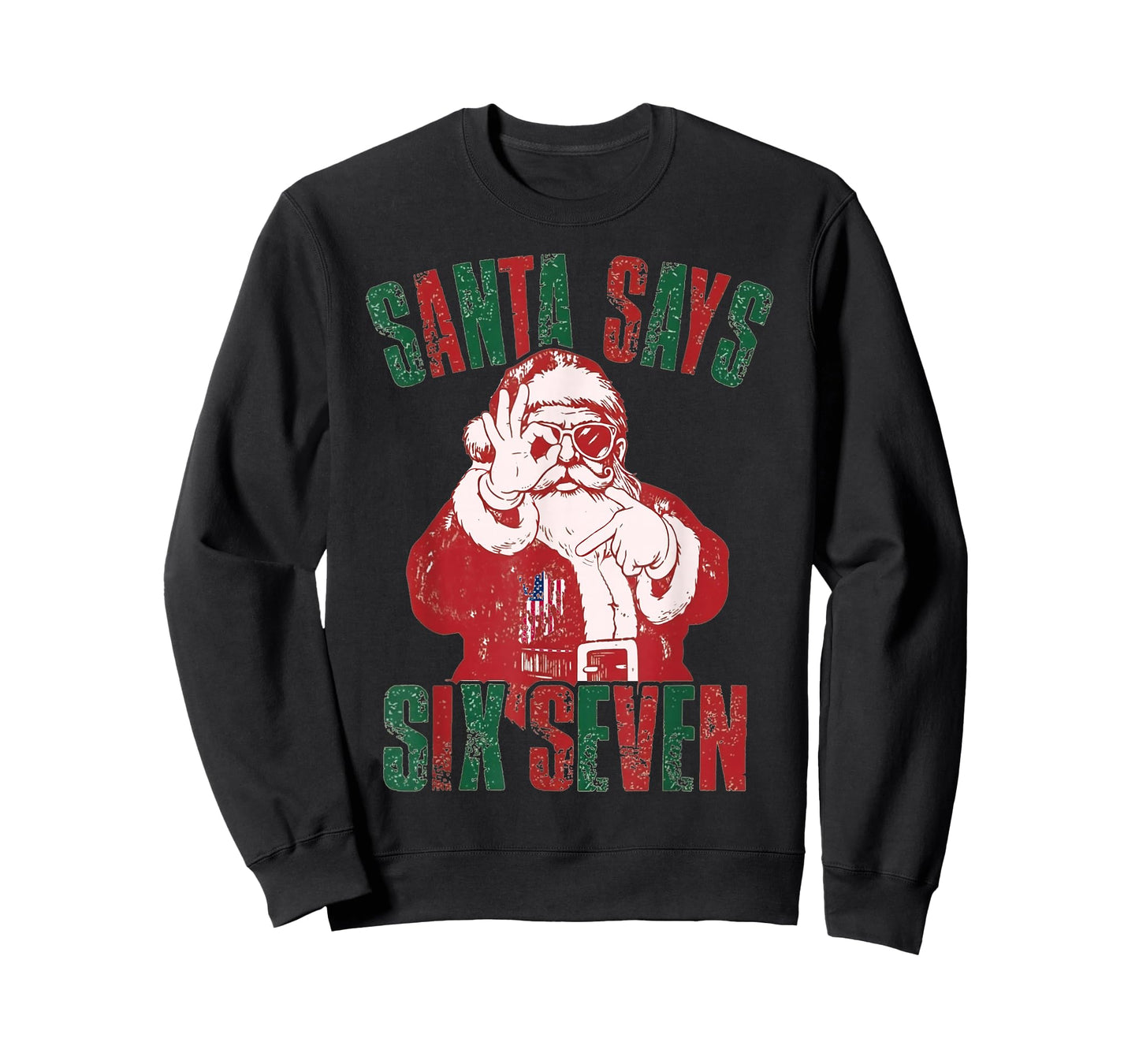 Funny Retro Santa Says Six Seven Christmas T-Shirt