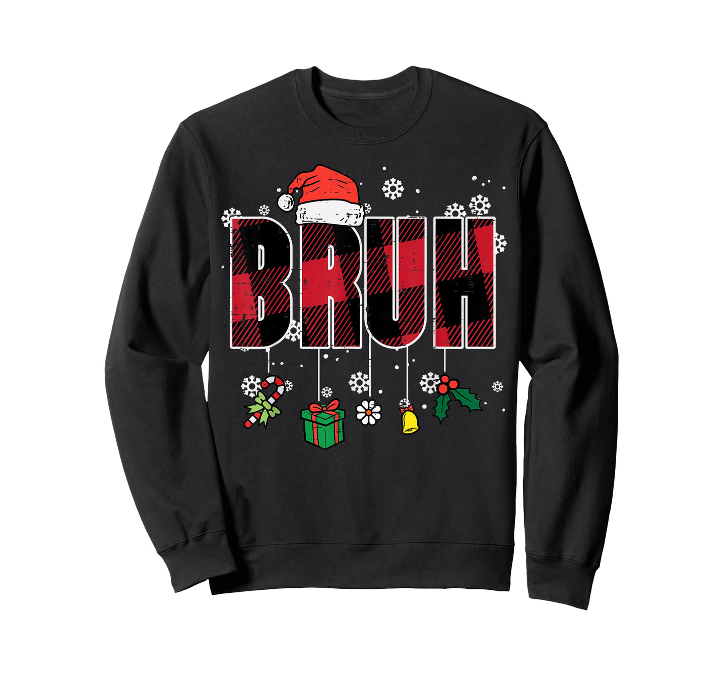 Christmas Red Plaid Bruh Vintage Xmas Meme Women Men Kids T-Shirt