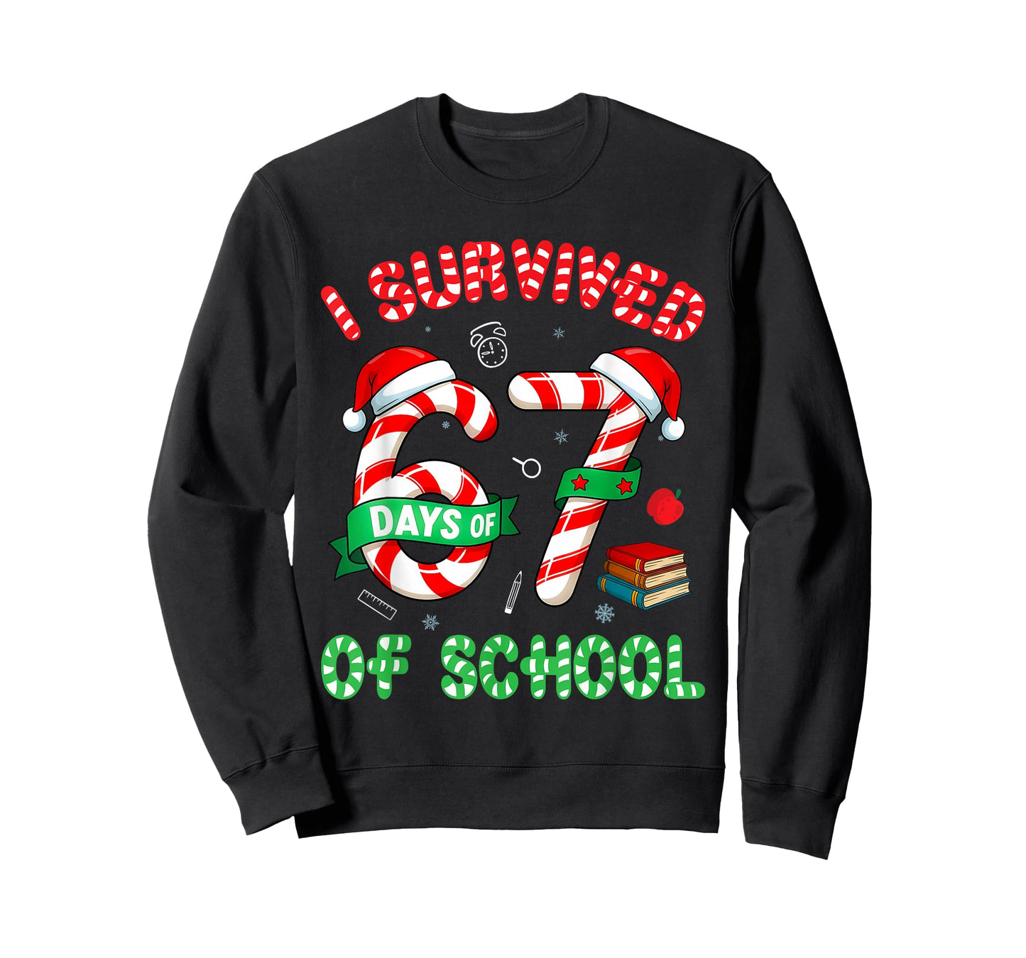 I Survived 67 Days of School Candy Cane Christmas Meme T-Shirt