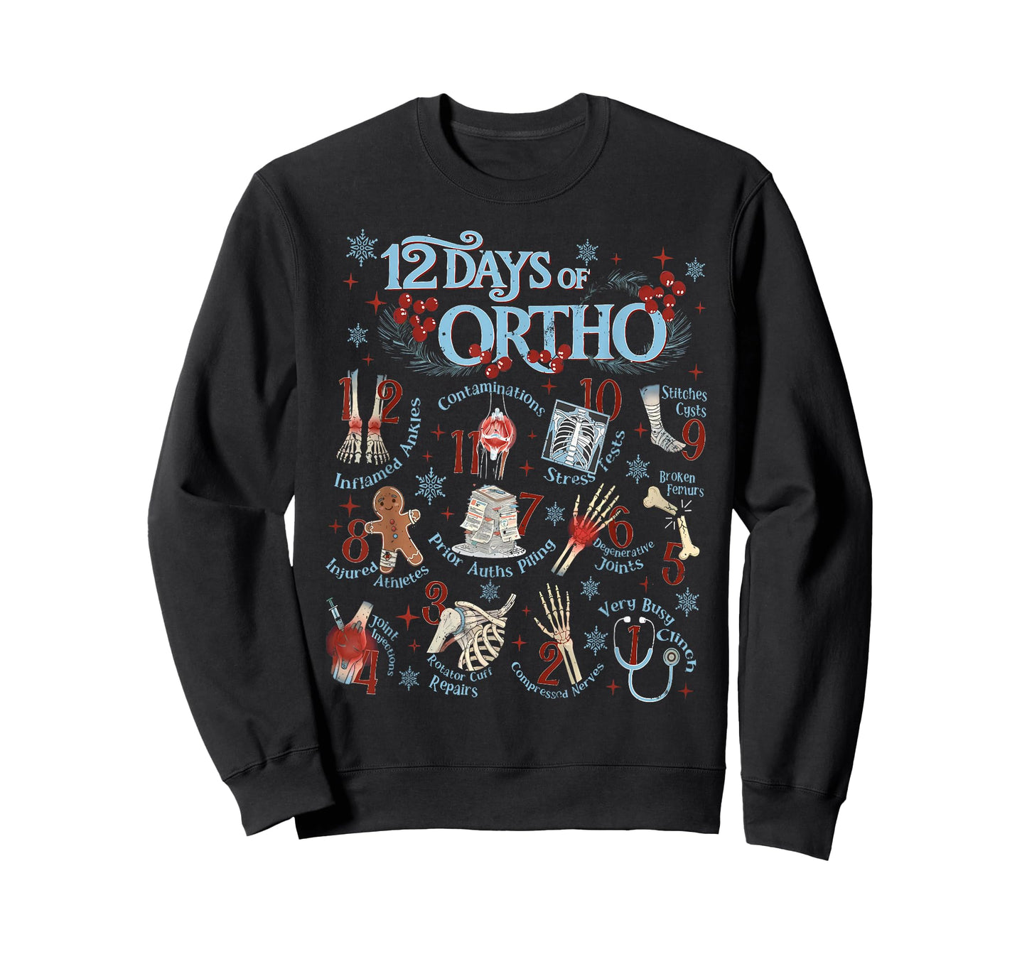 Retro Christmas Orthopedic 12 Days of Ortho Ortho Nurse Team T-Shirt