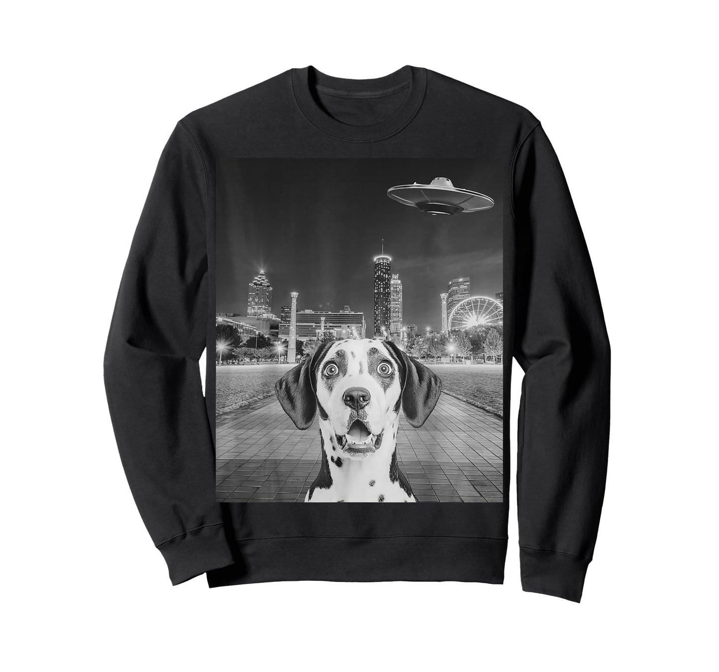 Dog Selfie with Alien UFO Funny Dog Graphic Tee T-Shirt