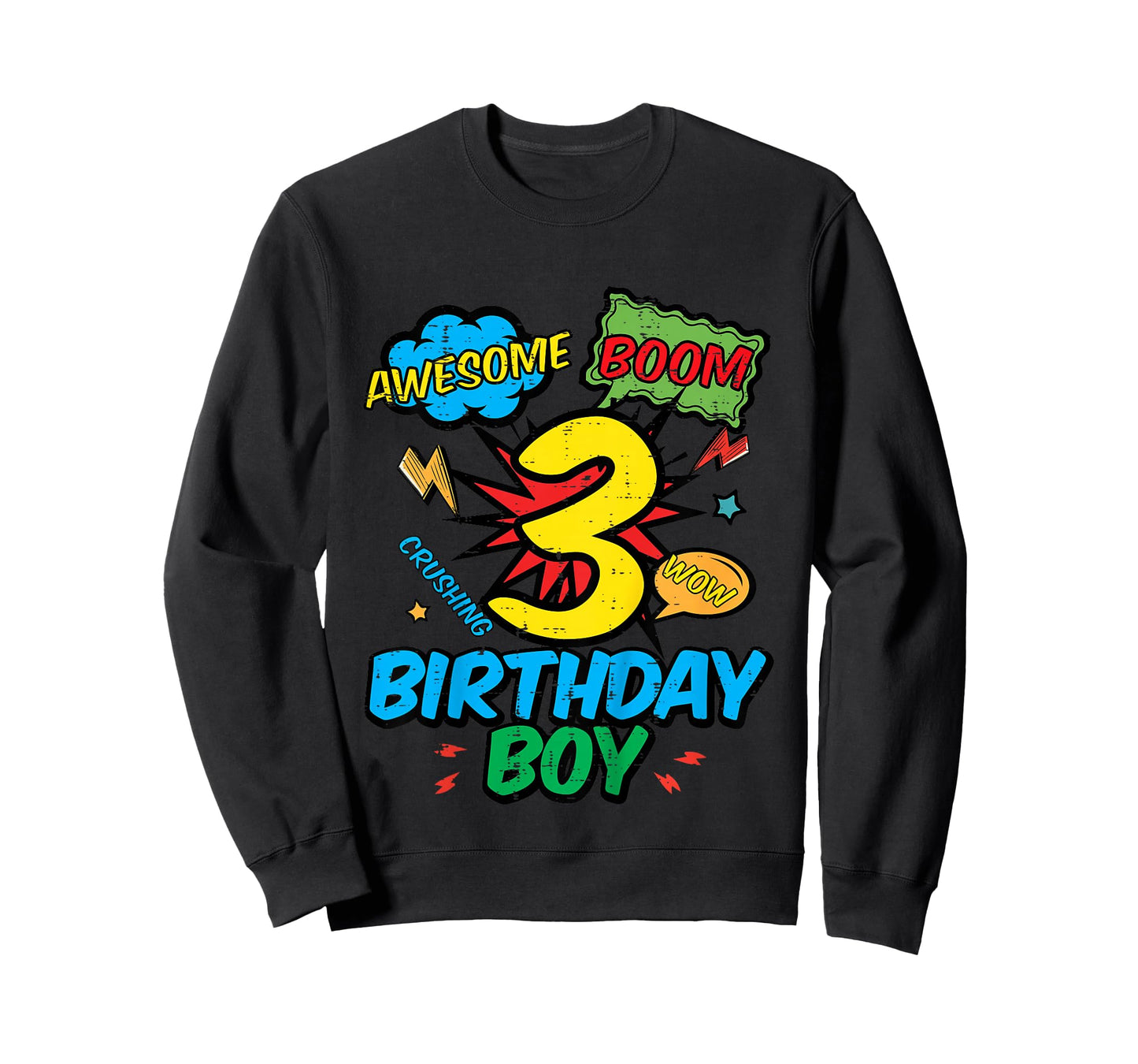 Kids 3 Birthday Boy Comic Cute 3rd Bday Superhero Party Boys Kids T-Shirt
