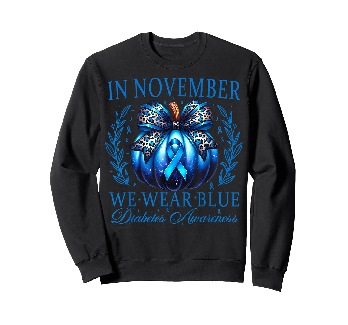 in November We Wear Blue Diabetes Awareness Blue Ribbon T-Shirt