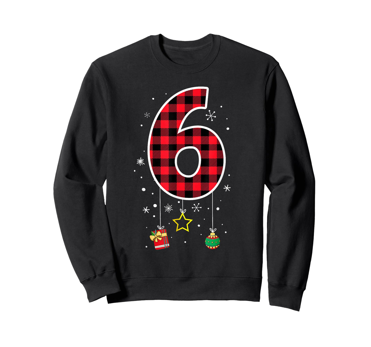 Number 6 Funny Meme Saying 6 7 Six Seven Christmas Red Plaid T-Shirt