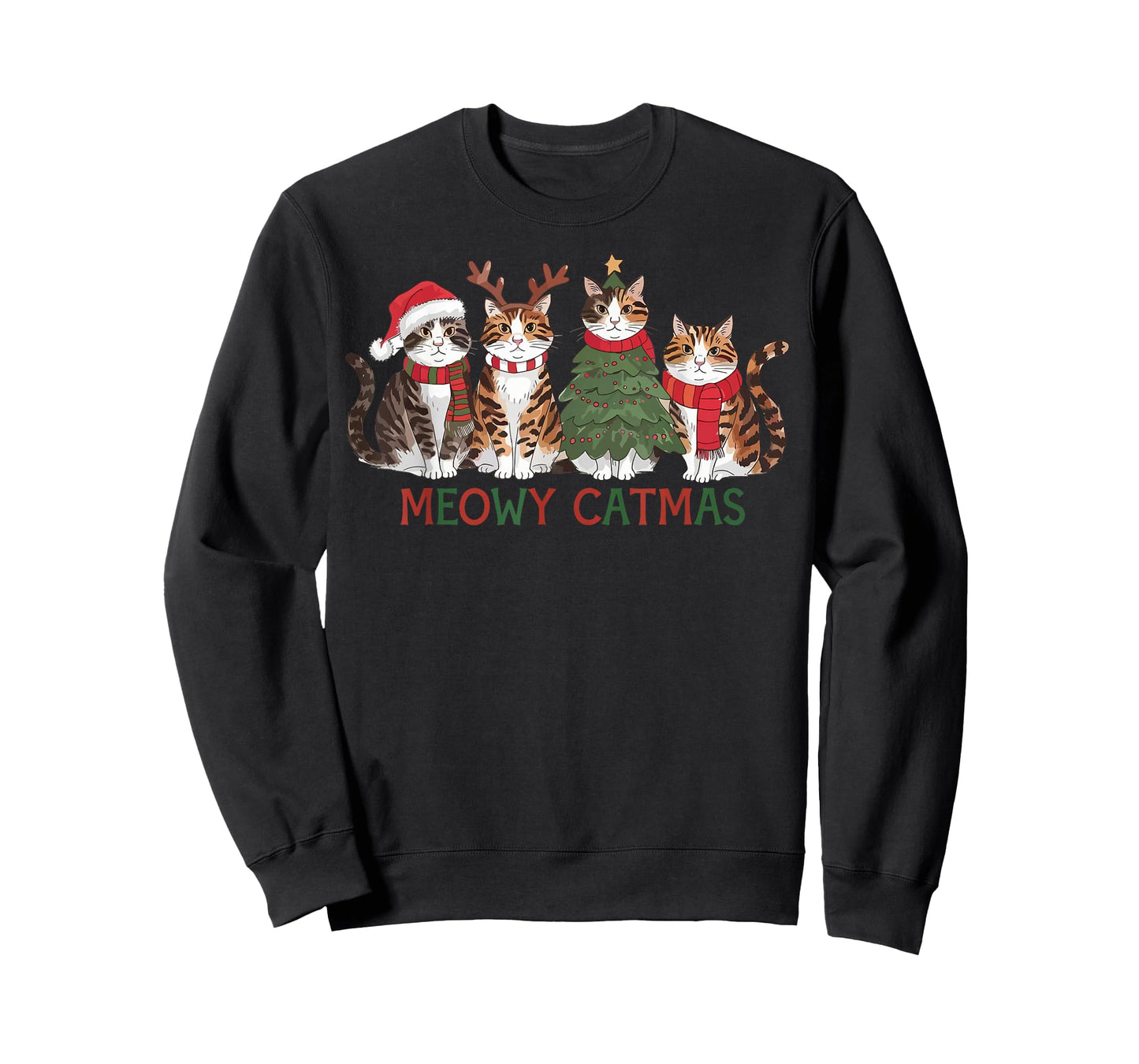 Meowy Catmas Cat Christmas Cute Kitten Cats Santa Hat Xmas T-Shirt