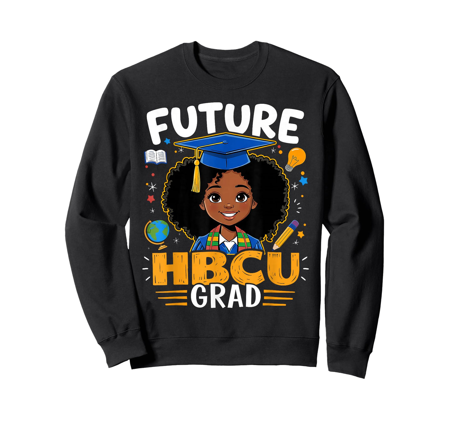 Future HBCU Grad Kids Black Girl Afro Black History Month T-Shirt