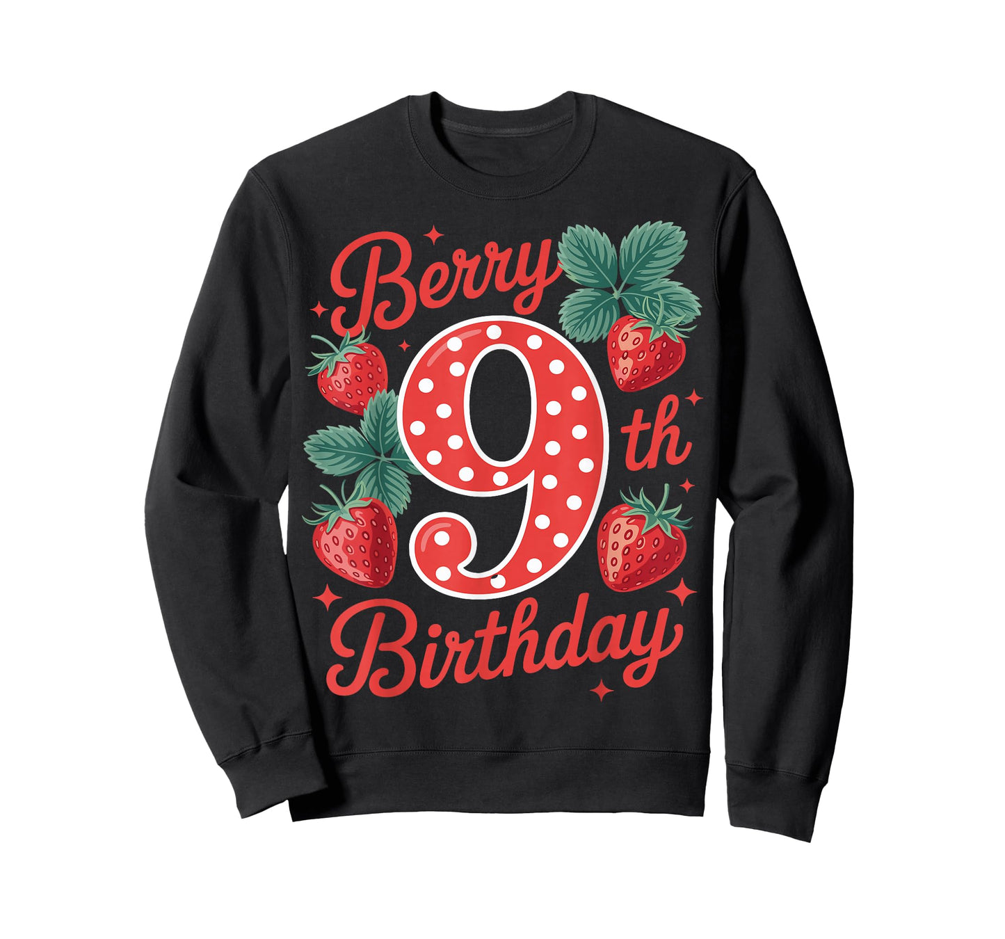 Kids Age 9 Strawberry Fruit Berry 9th Birthday Girl Sweet T-Shirt