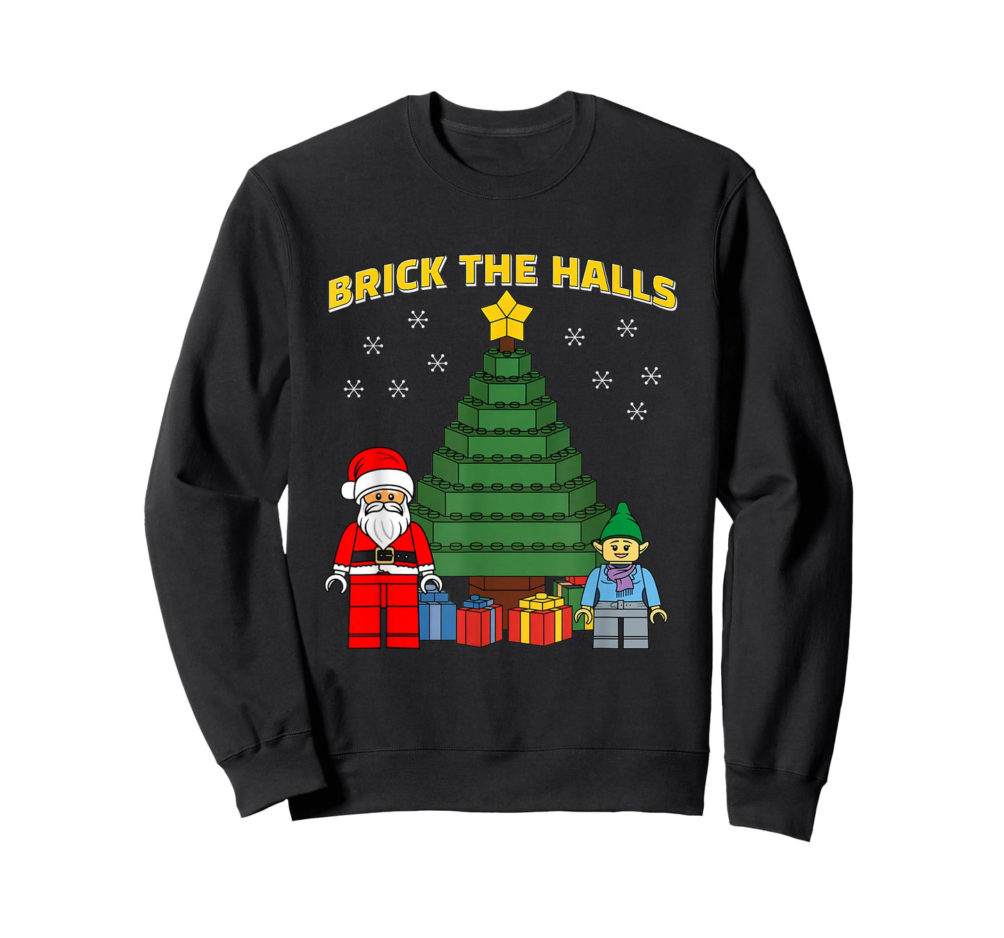 Christmas Building Bricks Brick The Halls Block Builder T-Shirt