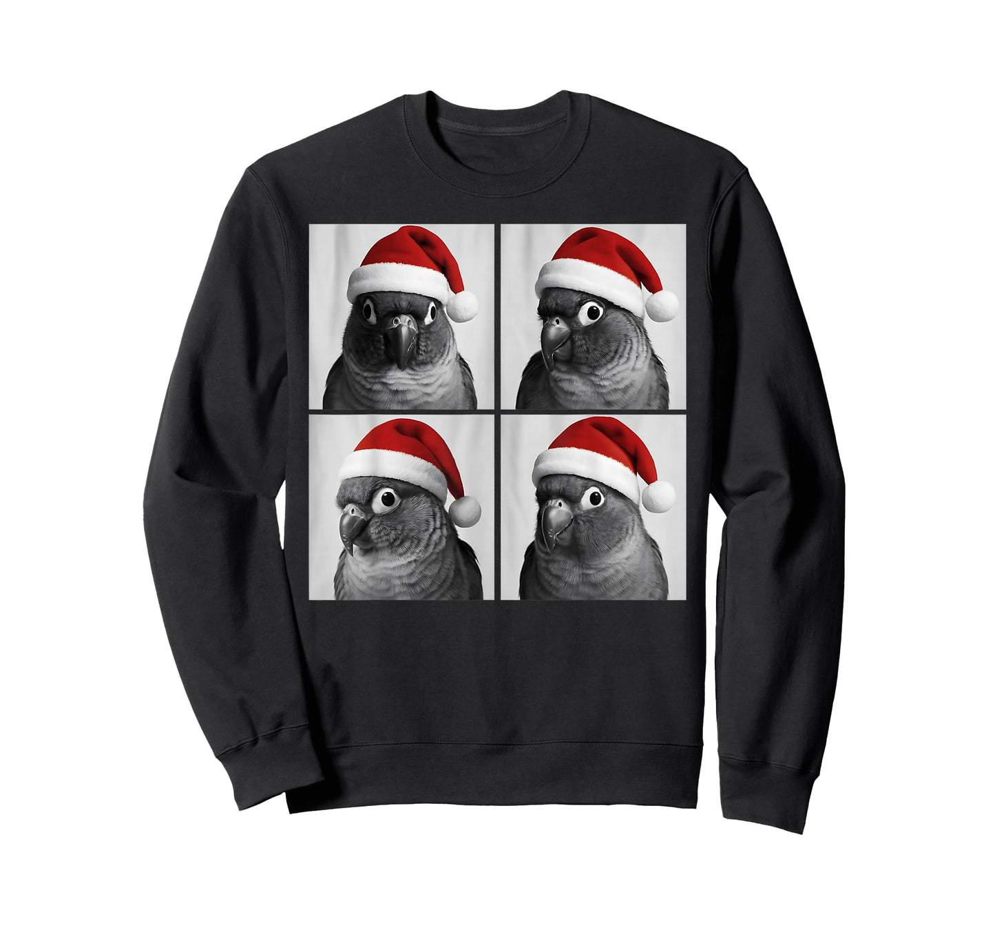 Funny Christmas Green Cheek Conure Santa Photo Booth Parrot T-Shirt