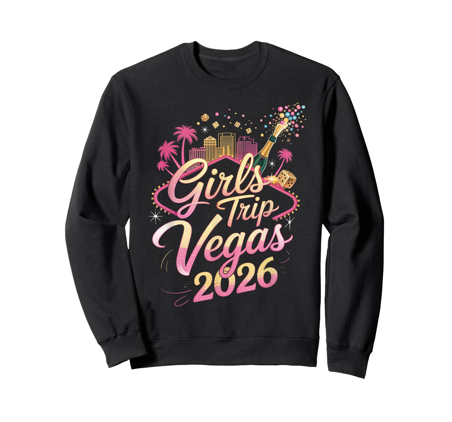 Girls Trip Vegas 2026 Confetti Party Crew T-Shirt