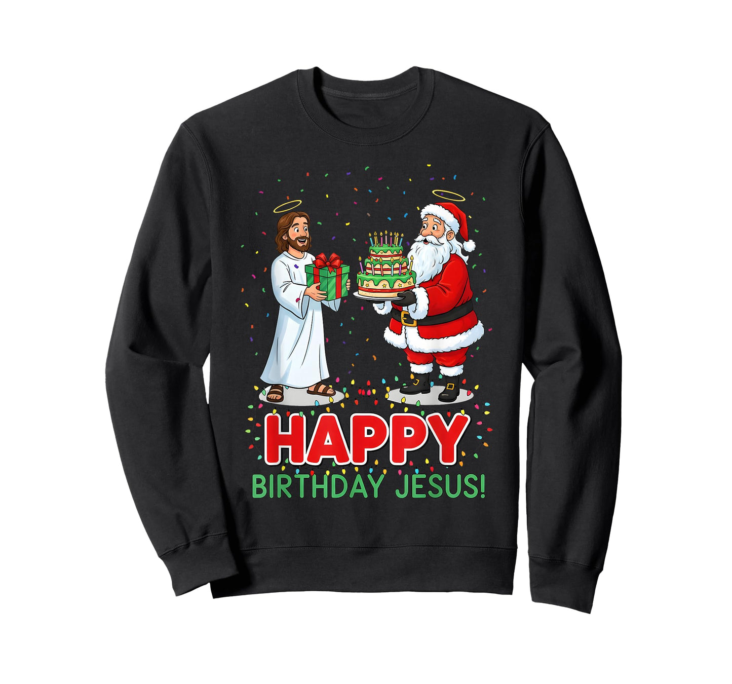 Happy Birthday Jesus Christian Christmas Santa and Jesus Fun T-Shirt