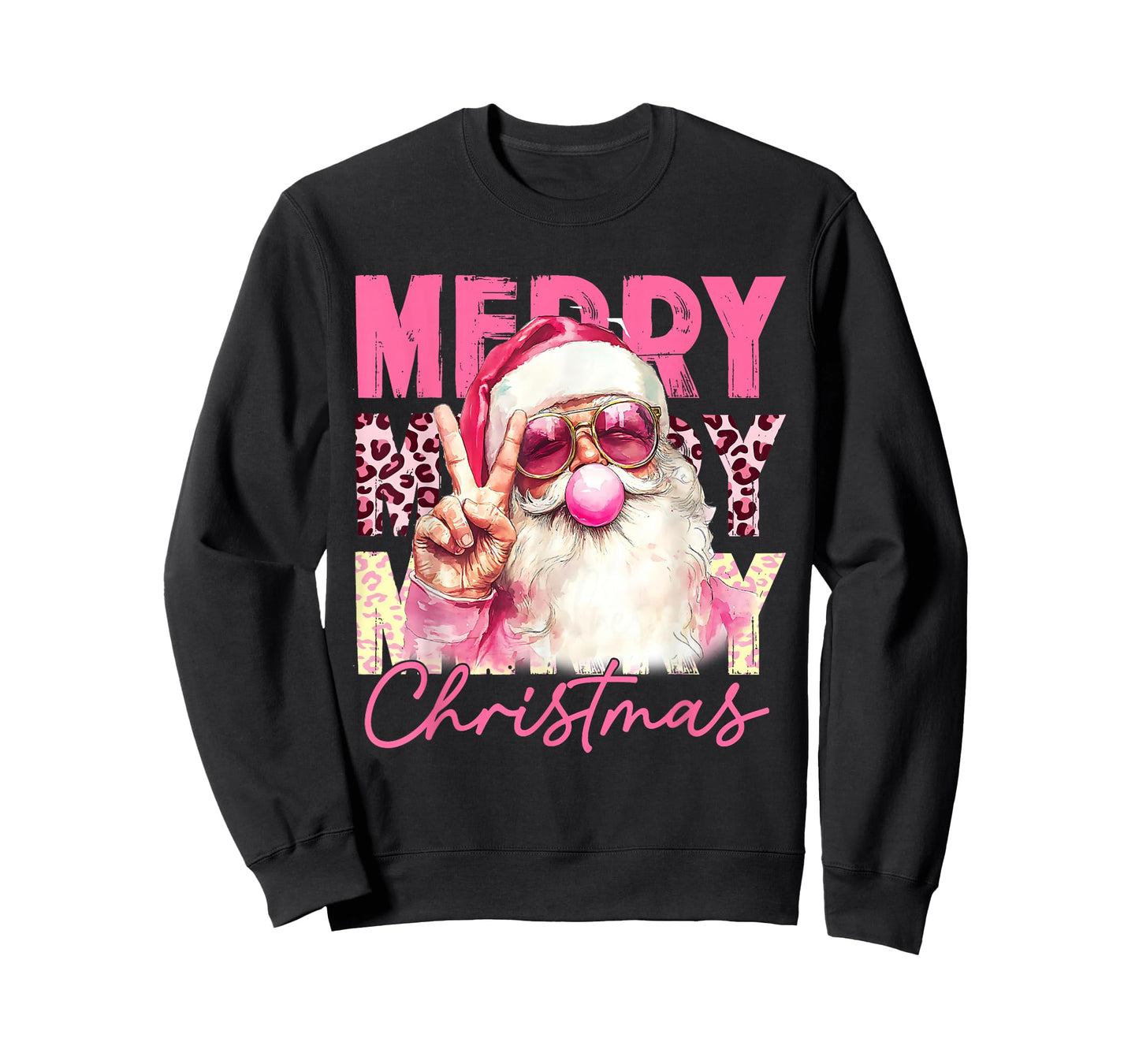 Santa Blowing Bubble Gum Christmas Pink Santa Shirt Women T-Shirt